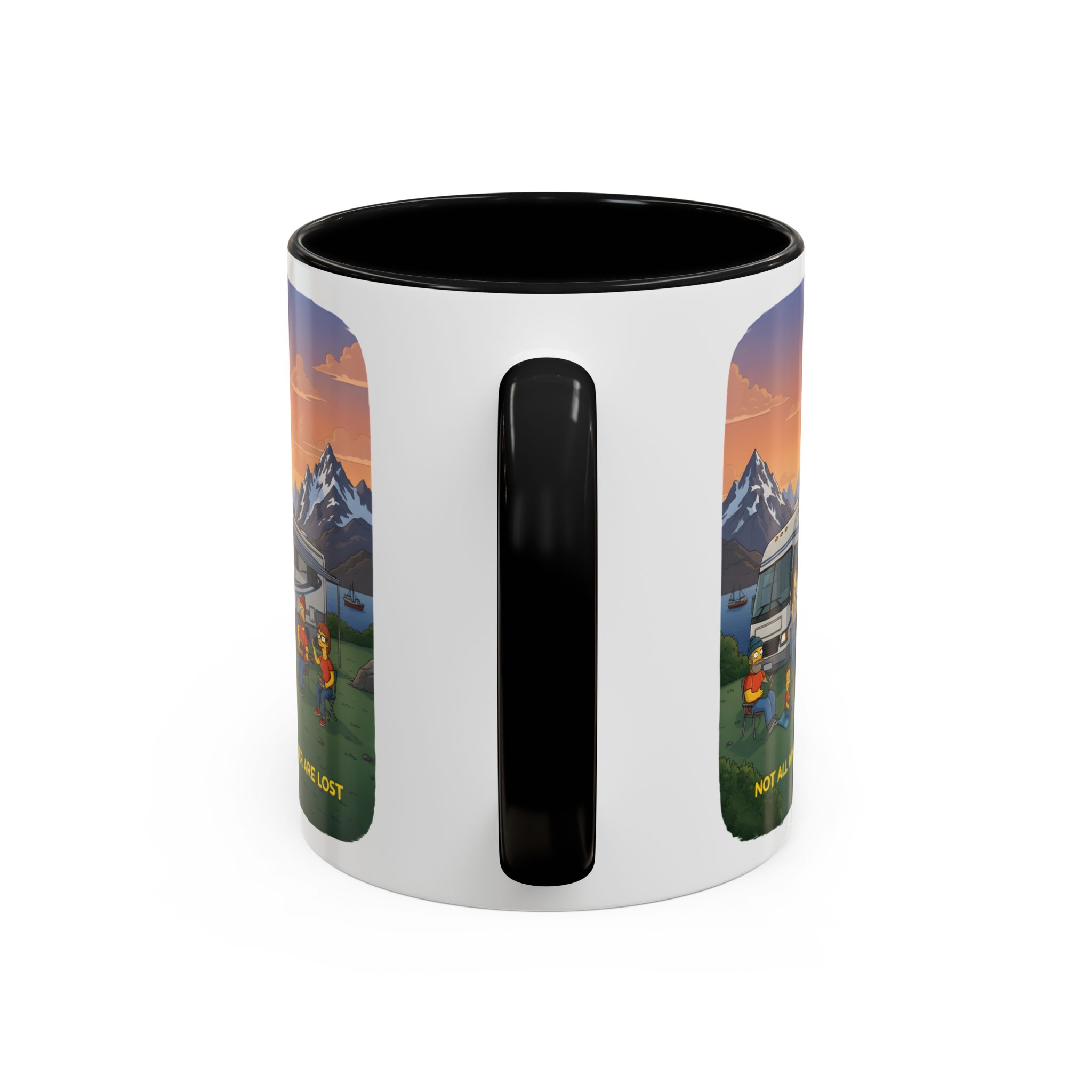 Accent Coffee Mug (11, 15oz) — "Not All Who Wander Are Lost" Design Sitcom-Line