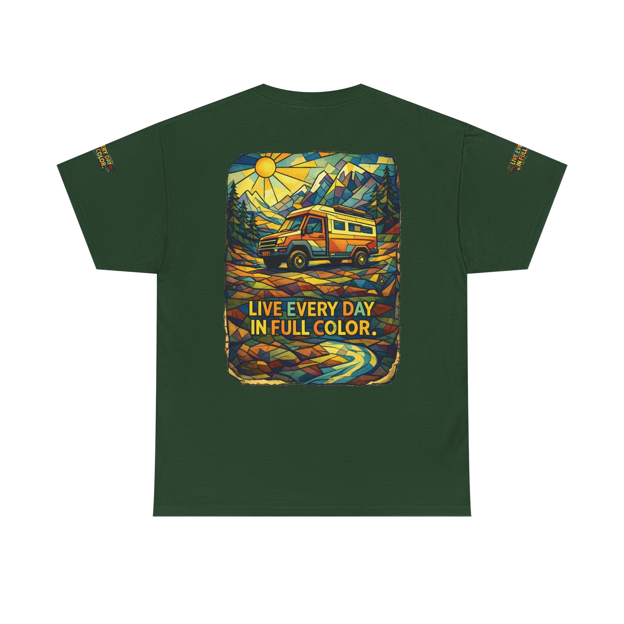 14321743145236311556_2048.jpeg Unisex Heavy Cotton Tee — "Live Life Every Day In Full Color" Design Cubic-Line