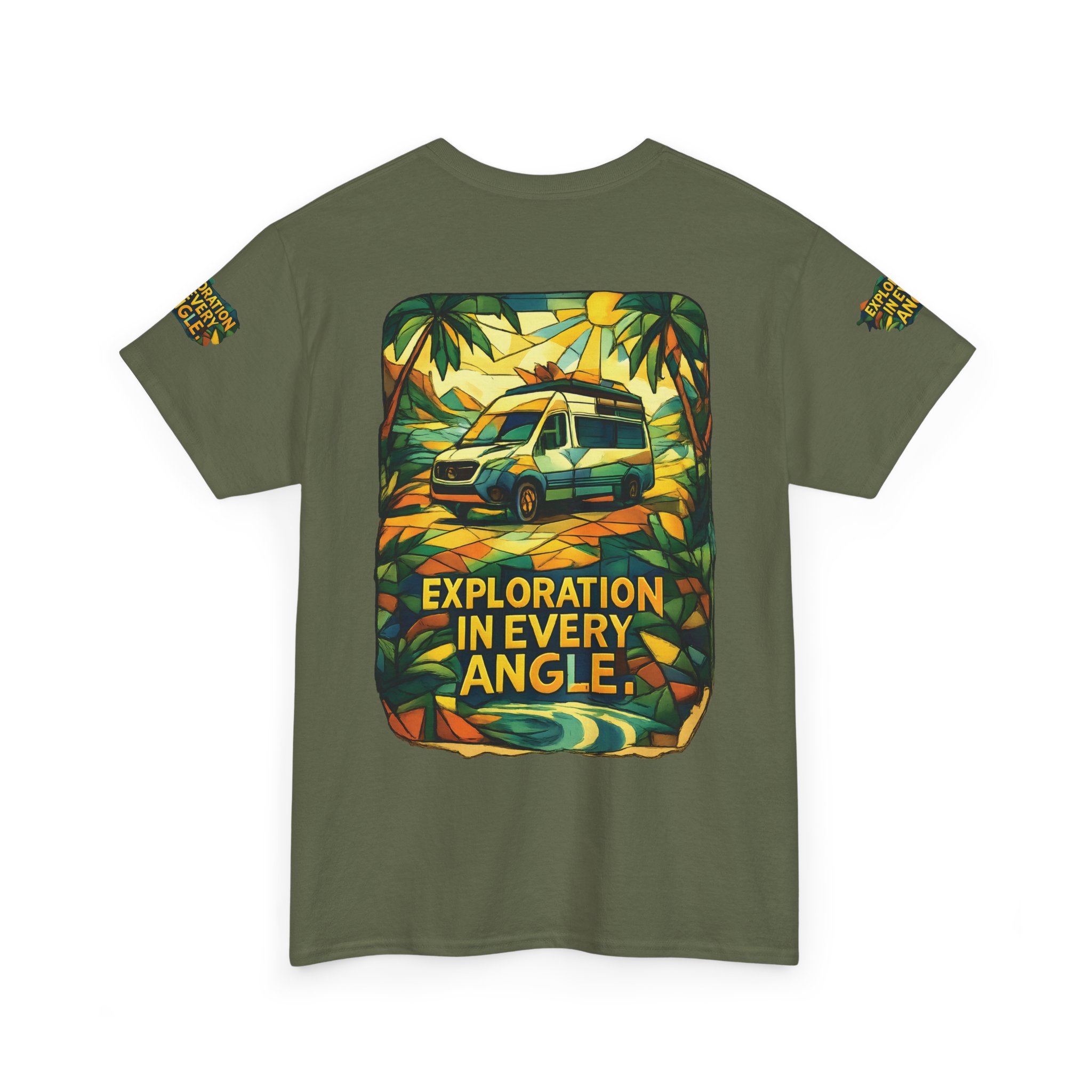 Unisex Heavy Cotton Tee — "Exploration In Every Angle" Design Cubic-Line