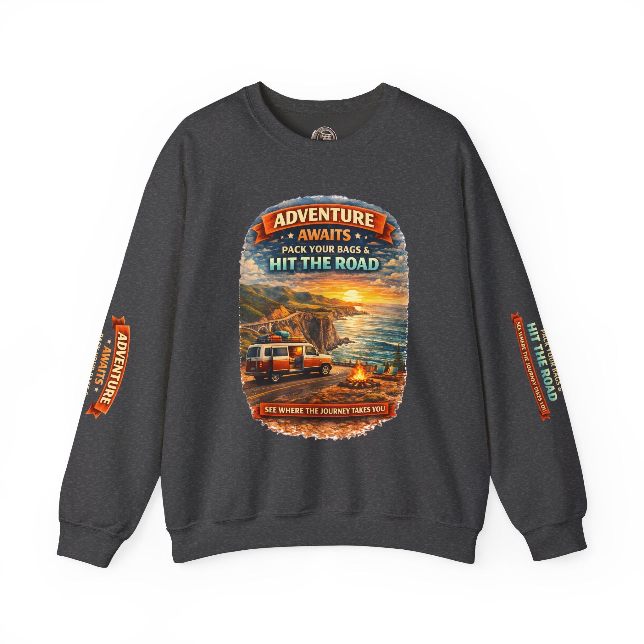 14333612994415283909_2048.jpeg Unisex Heavy Blend™ Crewneck Sweatshirt — "Adventure Awaits-Pack Your Bags" Design Scenic-Line