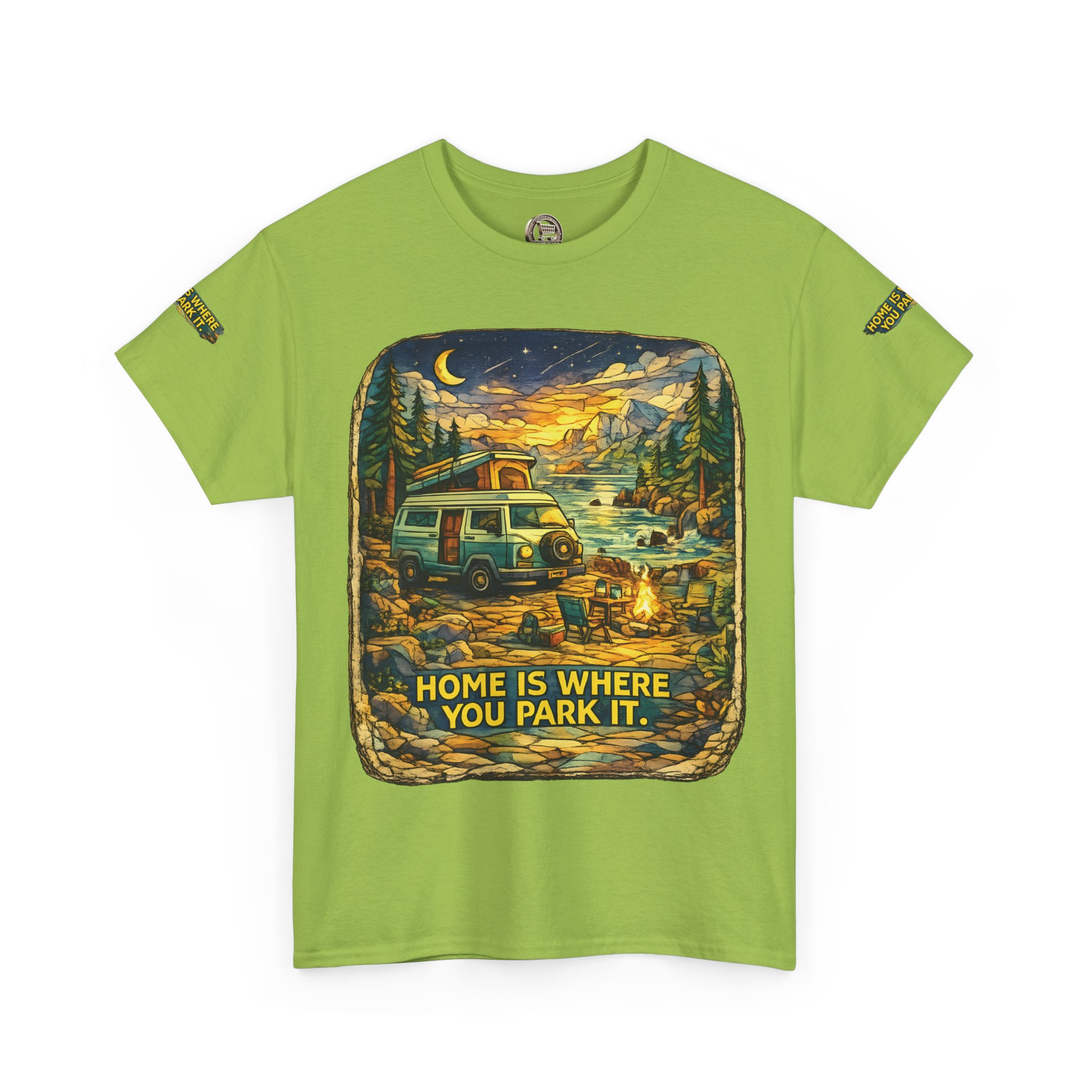Unisex Heavy Cotton Tee — "Home Is Where You Park It" Design Cubic-Line