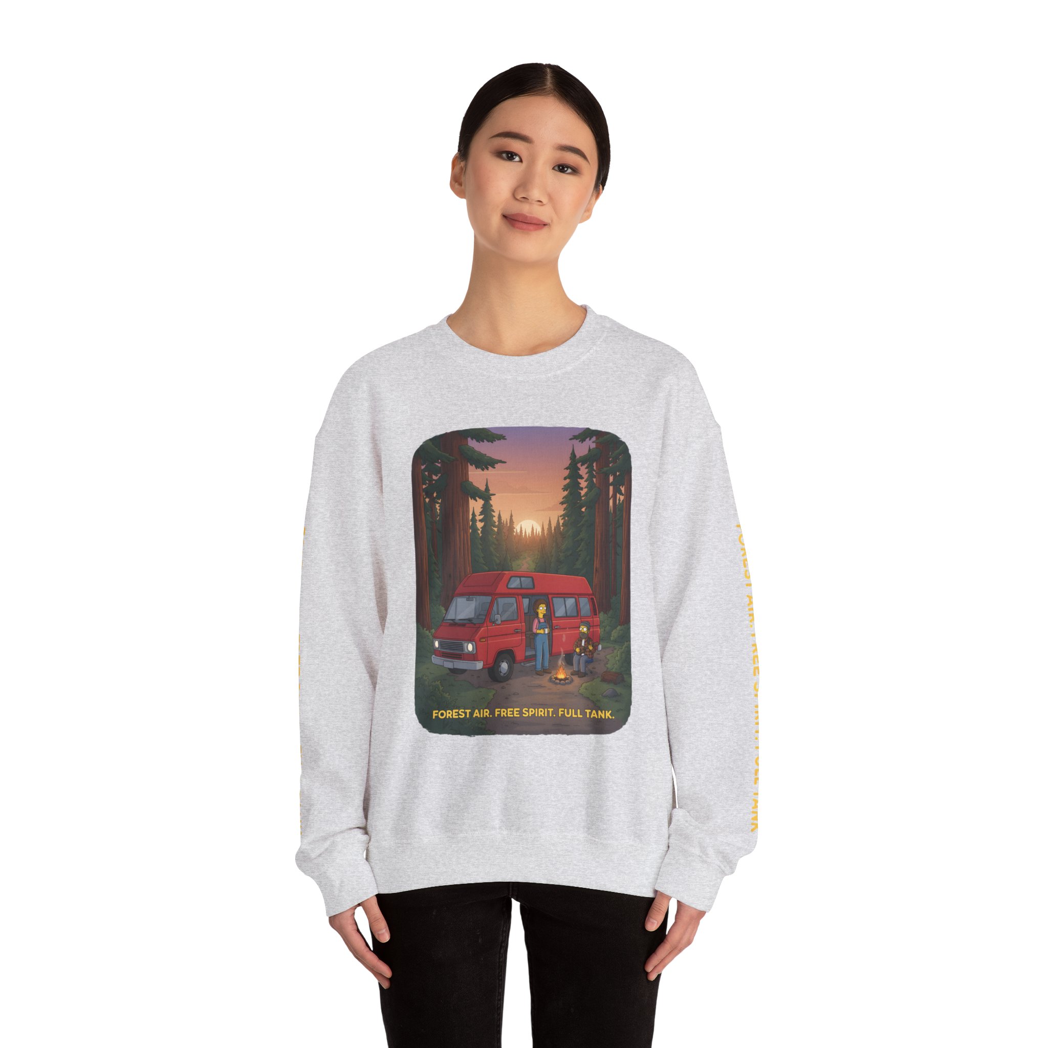 14341053250953792172_2048-1.jpeg Unisex Heavy Blend™ Crewneck Sweatshirt — "Forest Air Free Spirit Full Tank" Design Sitcom-Line