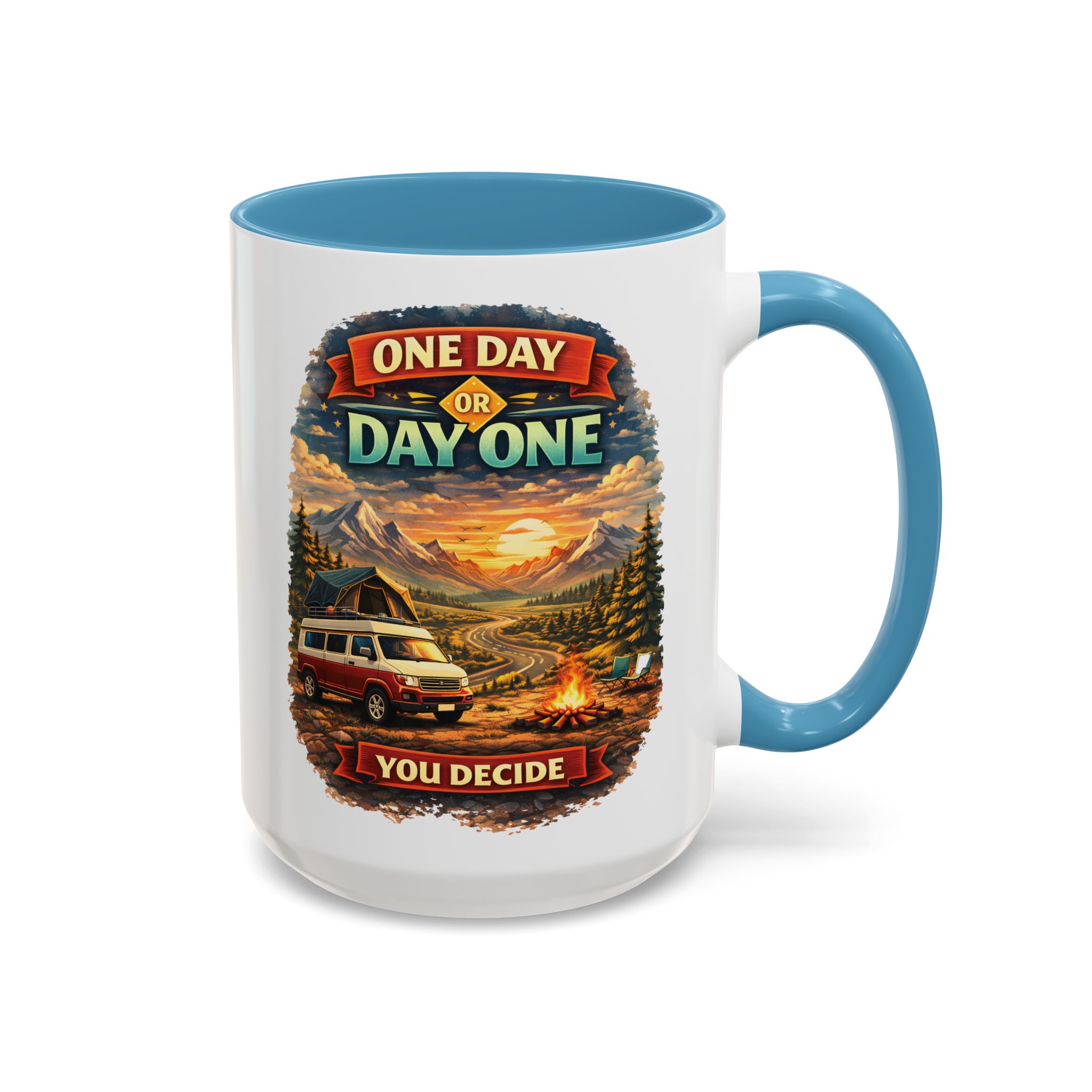 Accent Coffee Mug (11, 15oz) — "One Day Or Day One" Design Scenic-Line
