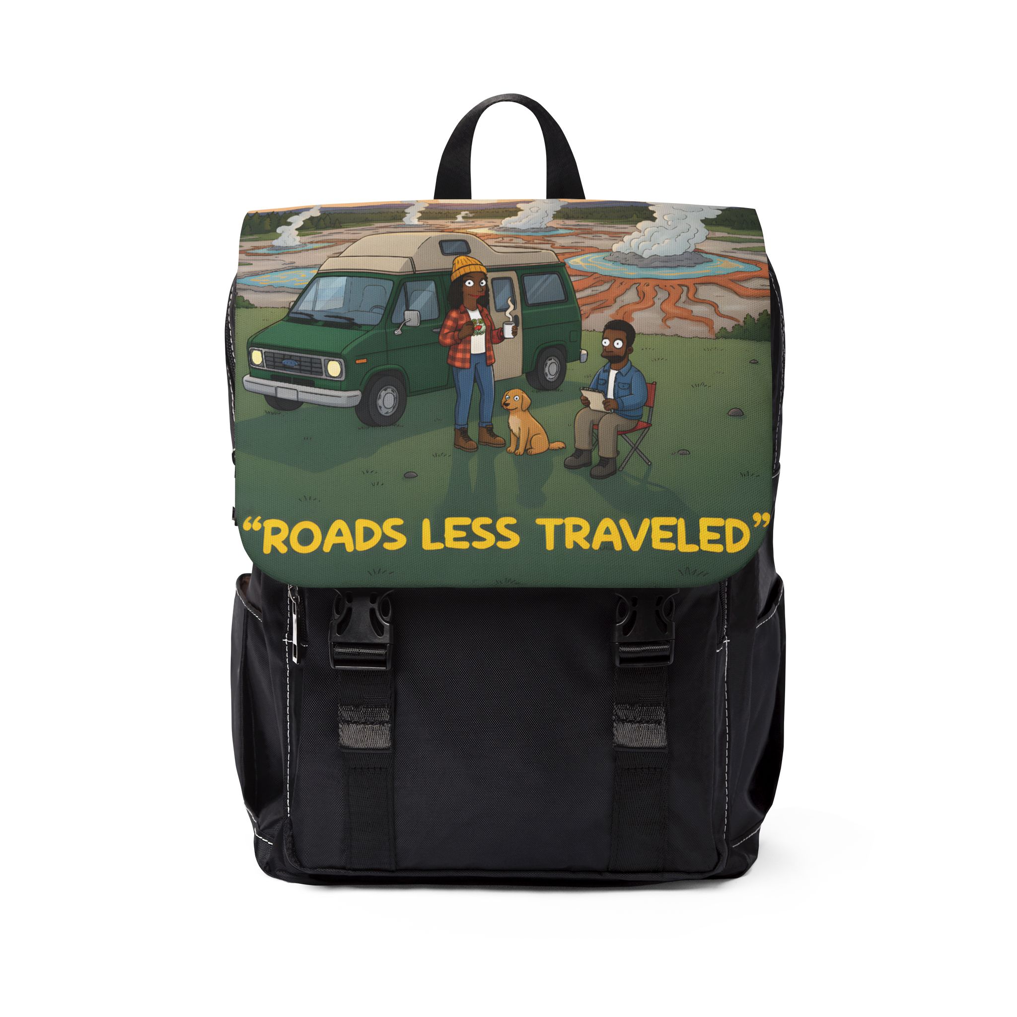 Unisex Casual Shoulder Backpack — "Roads Less Traveled" Design Sitcom-Line