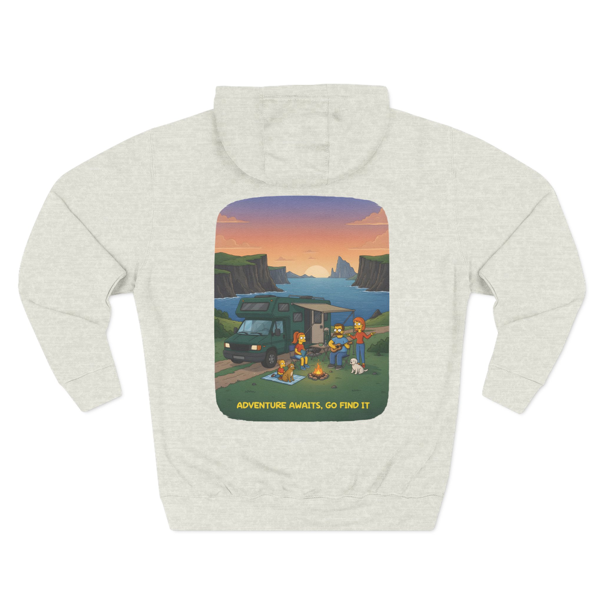 Three-Panel Fleece Hoodie - "Adventure Awaits-Go Find It"" Design Sitcom-Line