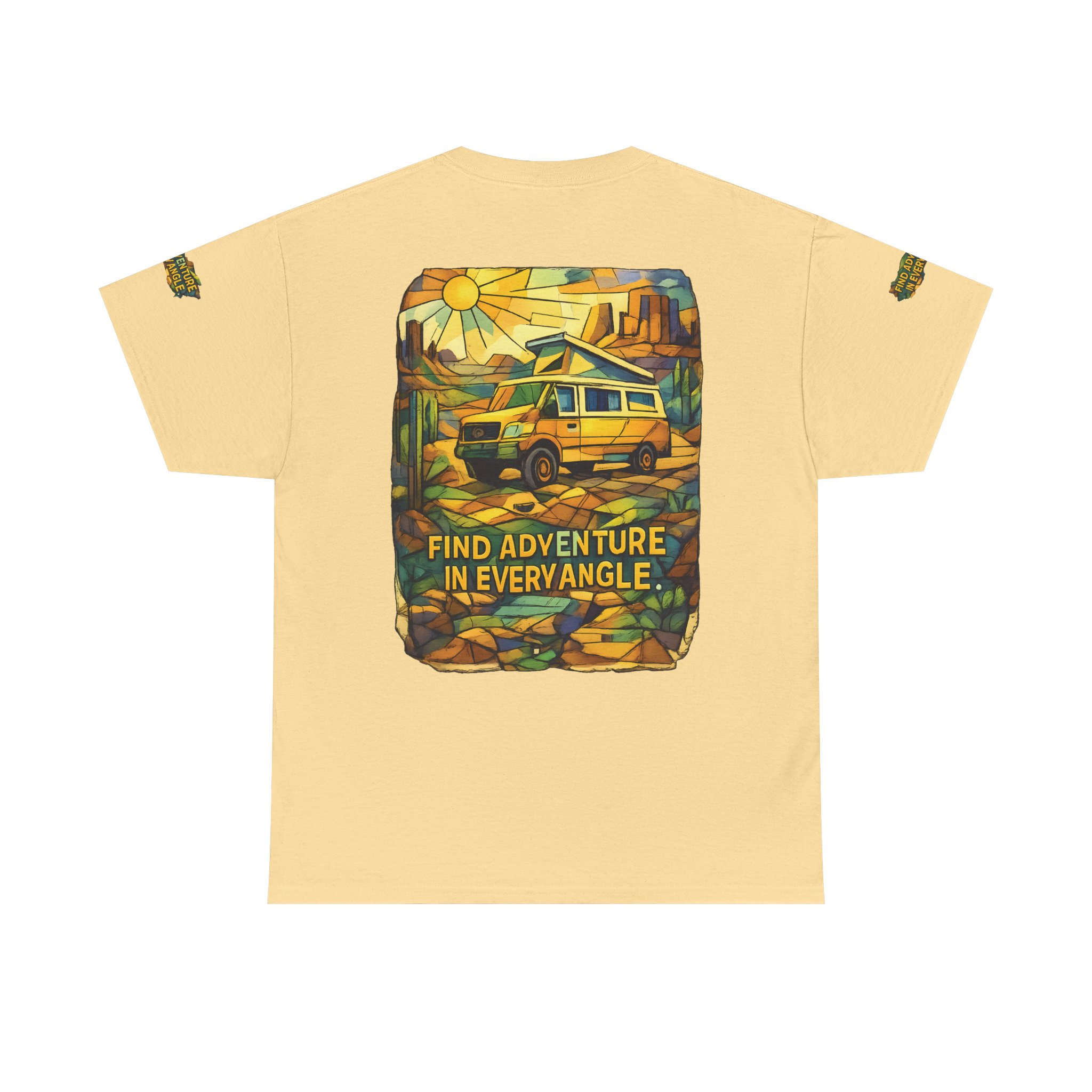 Unisex Heavy Cotton Tee — "Find Adventure In Every Corner" Design Cubic-Line