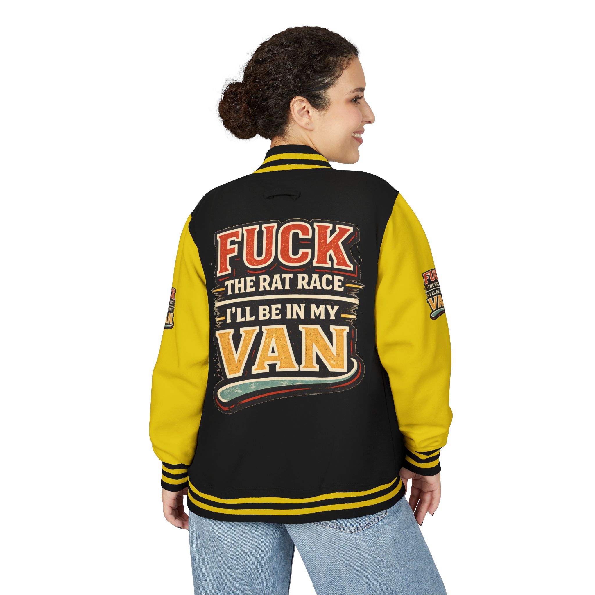 Unisex Heavyweight Letterman Jacket — "Fuck The Rat Race" Design F**K-Line