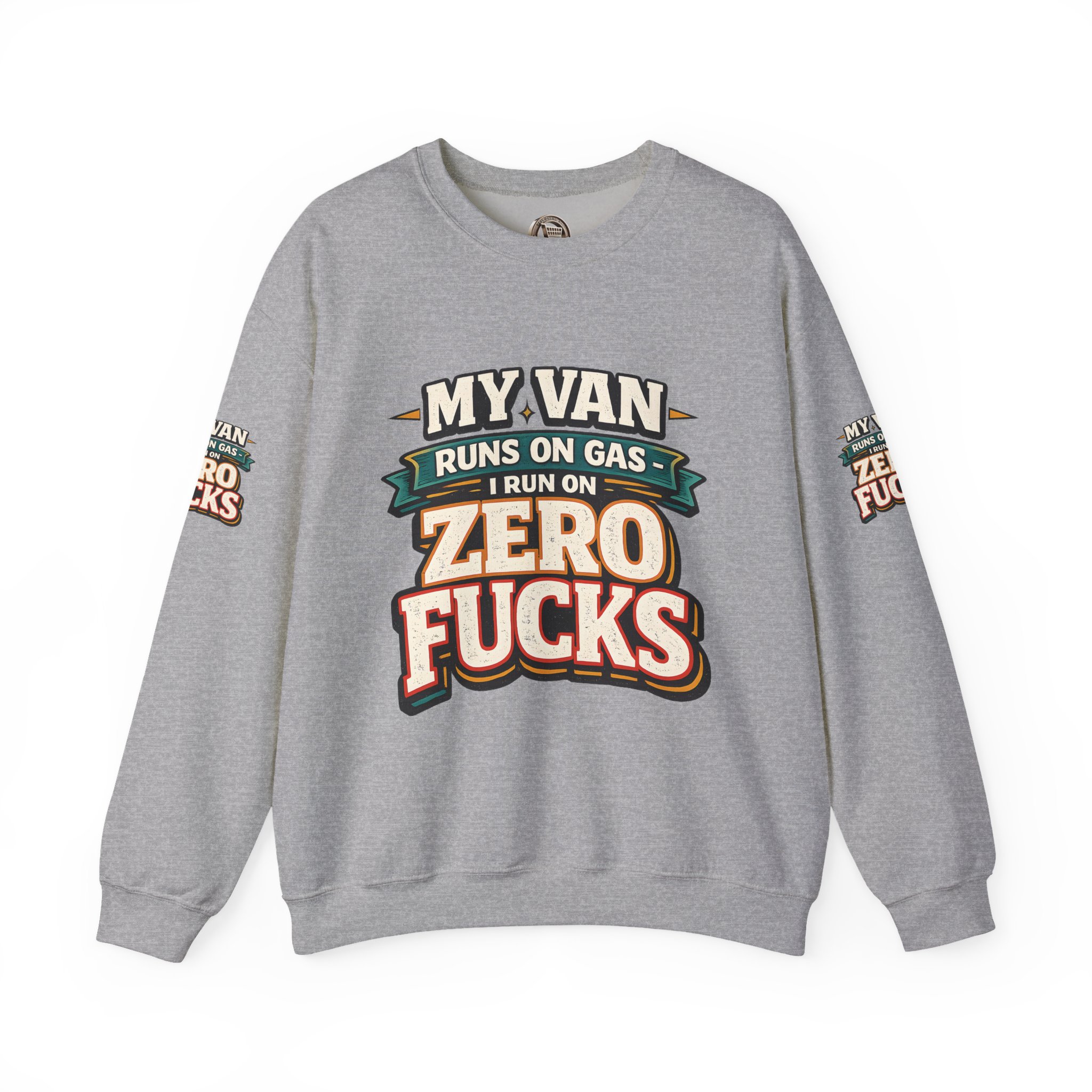Unisex Heavy Blend™ Crewneck Sweatshirt — "My Van Runs On Gas" Design F**K-Line