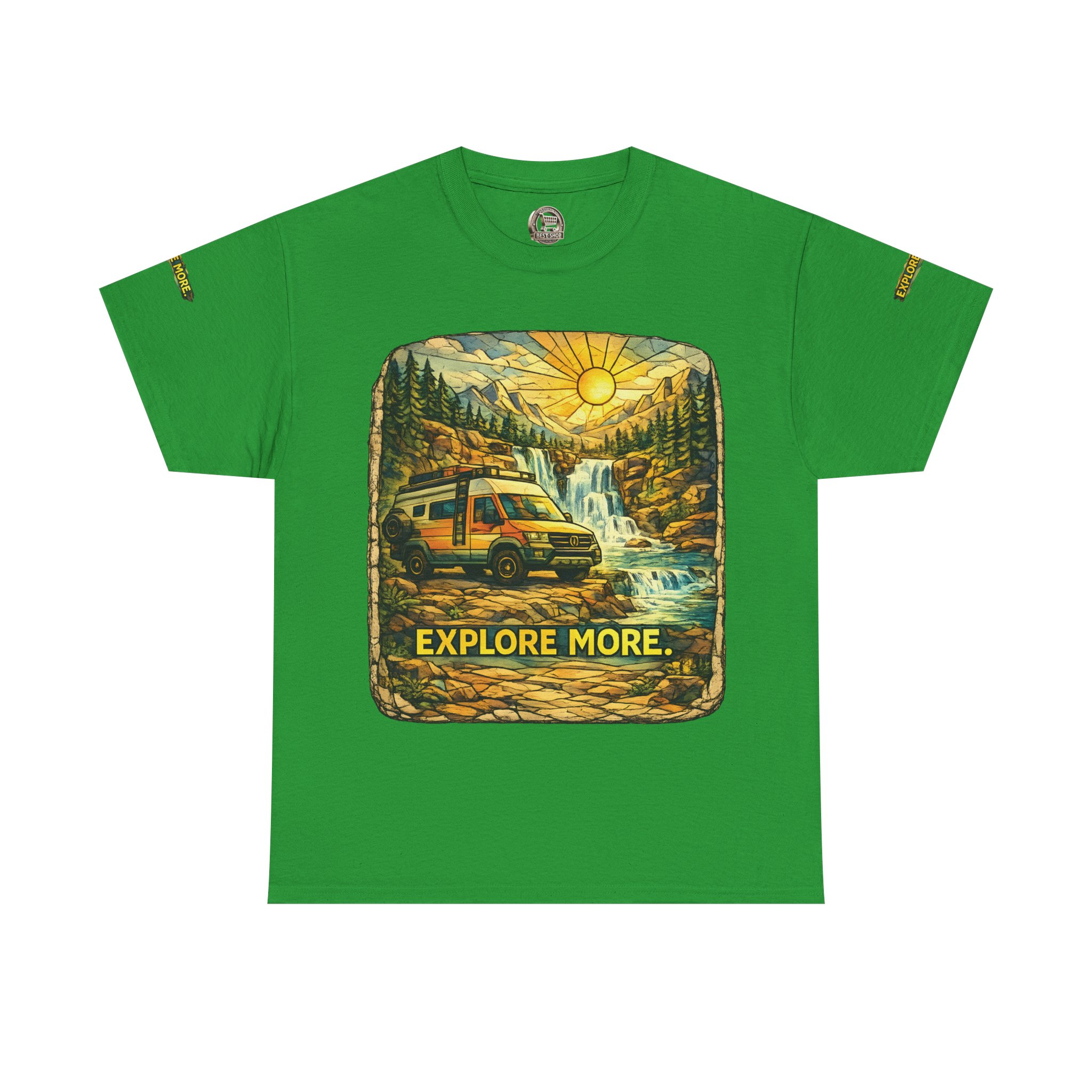 Unisex Heavy Cotton Tee — "Explore More" Design Cubic-Line