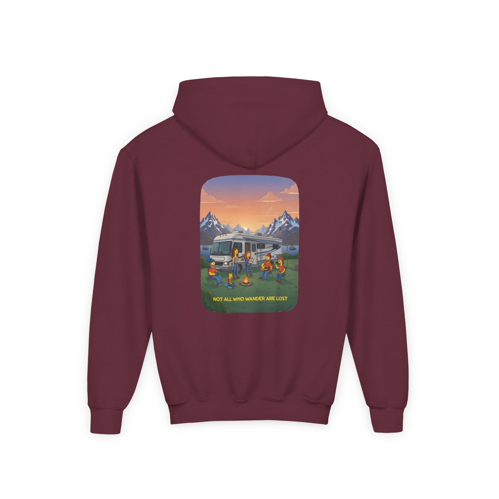 Youth Hoodie(Gildan) – "Not All Who Wander Are Lost" (Design Sitcom-Line)