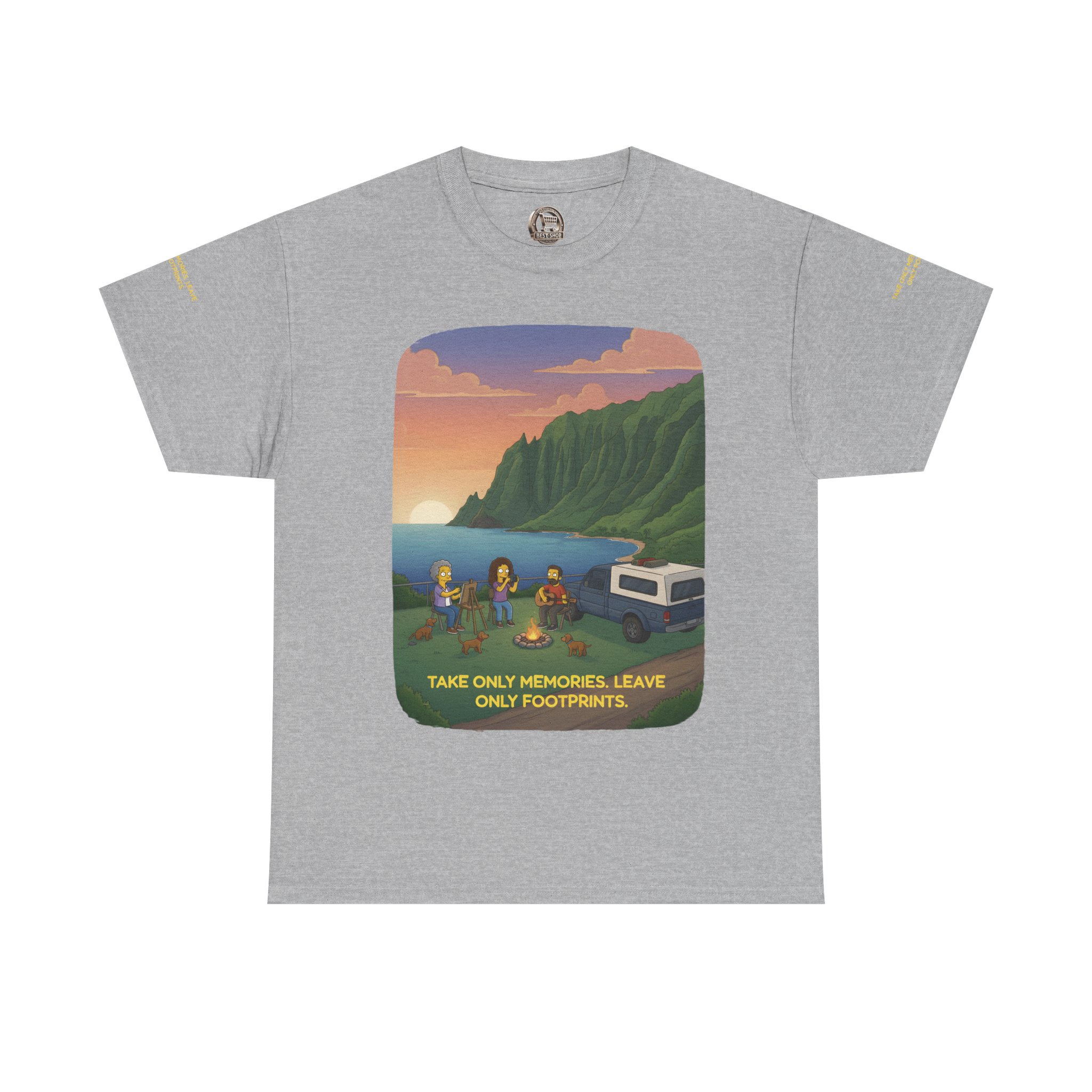 Unisex Heavy Cotton Tee — "Take Only Memories-Leave Only Footprints" Design Sitcom-Line