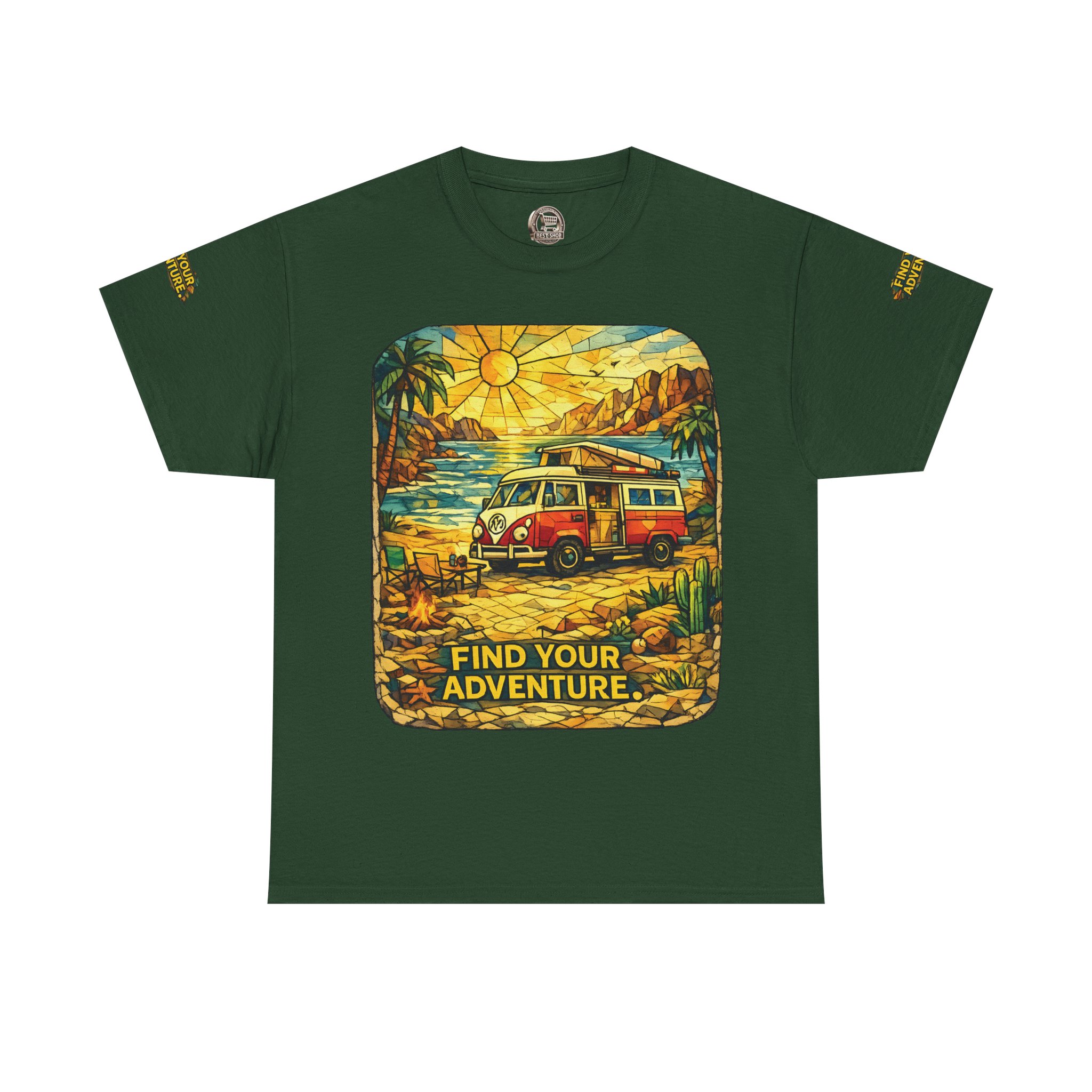 Unisex Heavy Cotton Tee — "Find Your Adventure" Design Cubic-Line