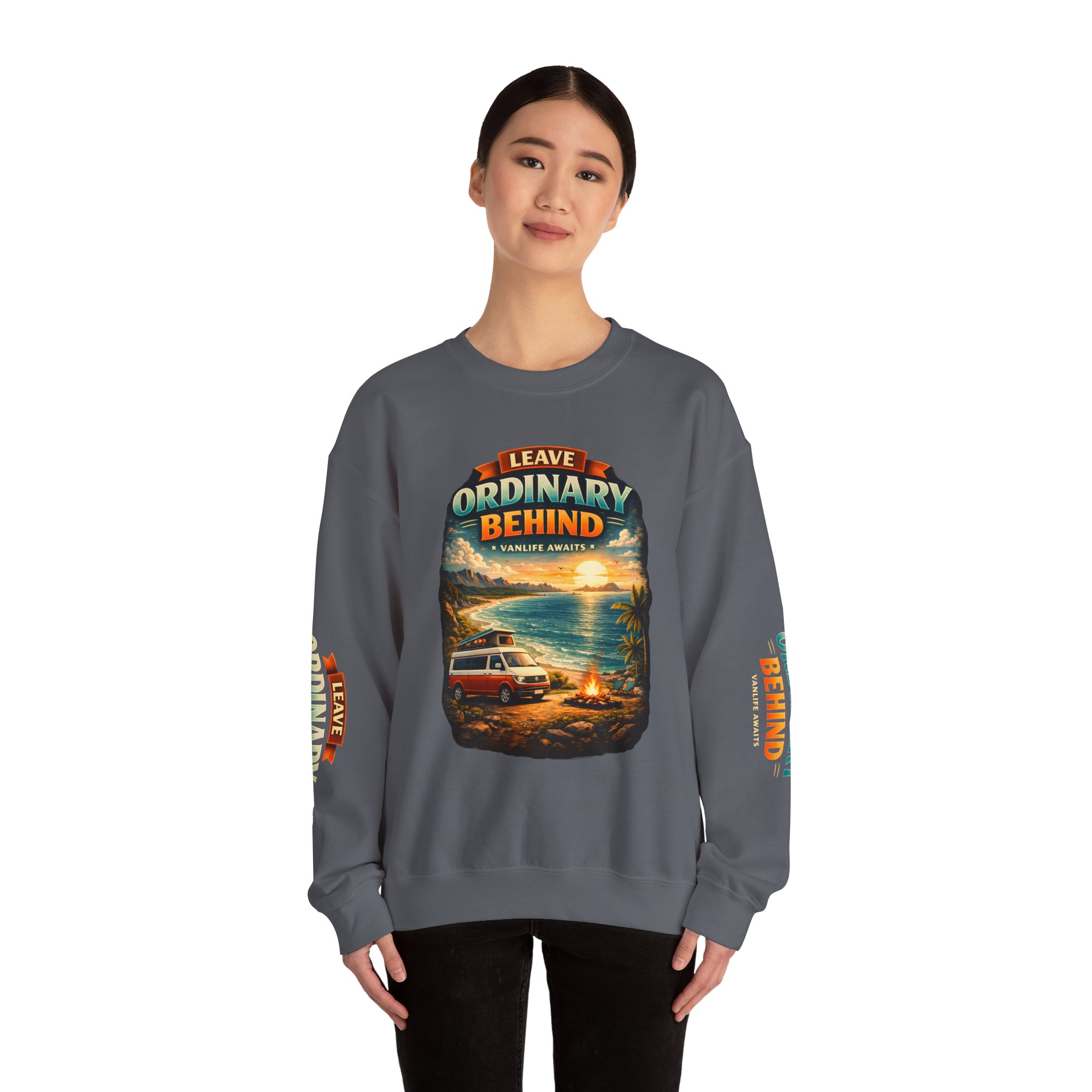 Unisex Heavy Blend™ Crewneck Sweatshirt — "Leave Ordinary Behind" Design Scenic-Line