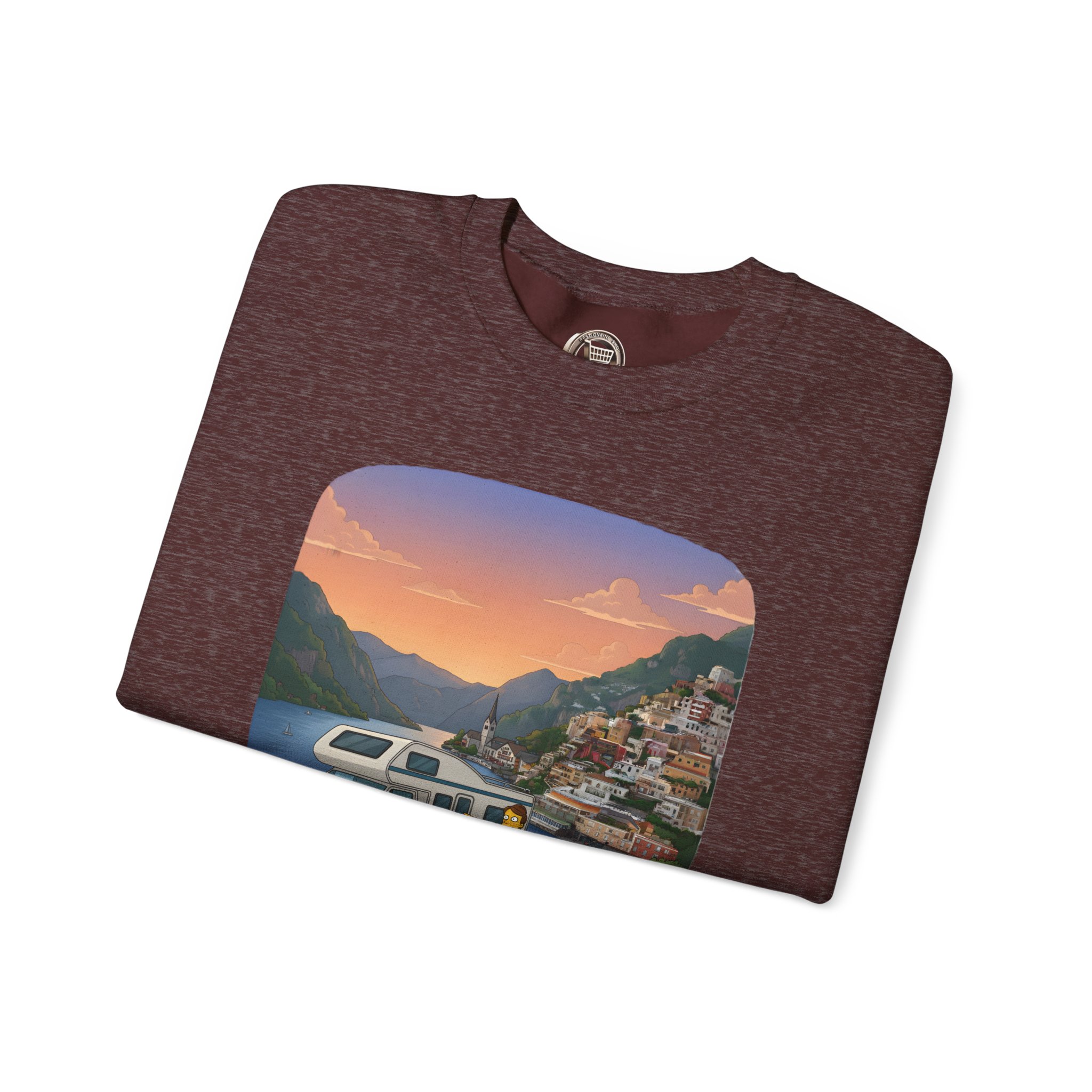 Unisex Heavy Blend™ Crewneck Sweatshirt — "Mountain Air-Alpine Adventure" Design Sitcom-Line