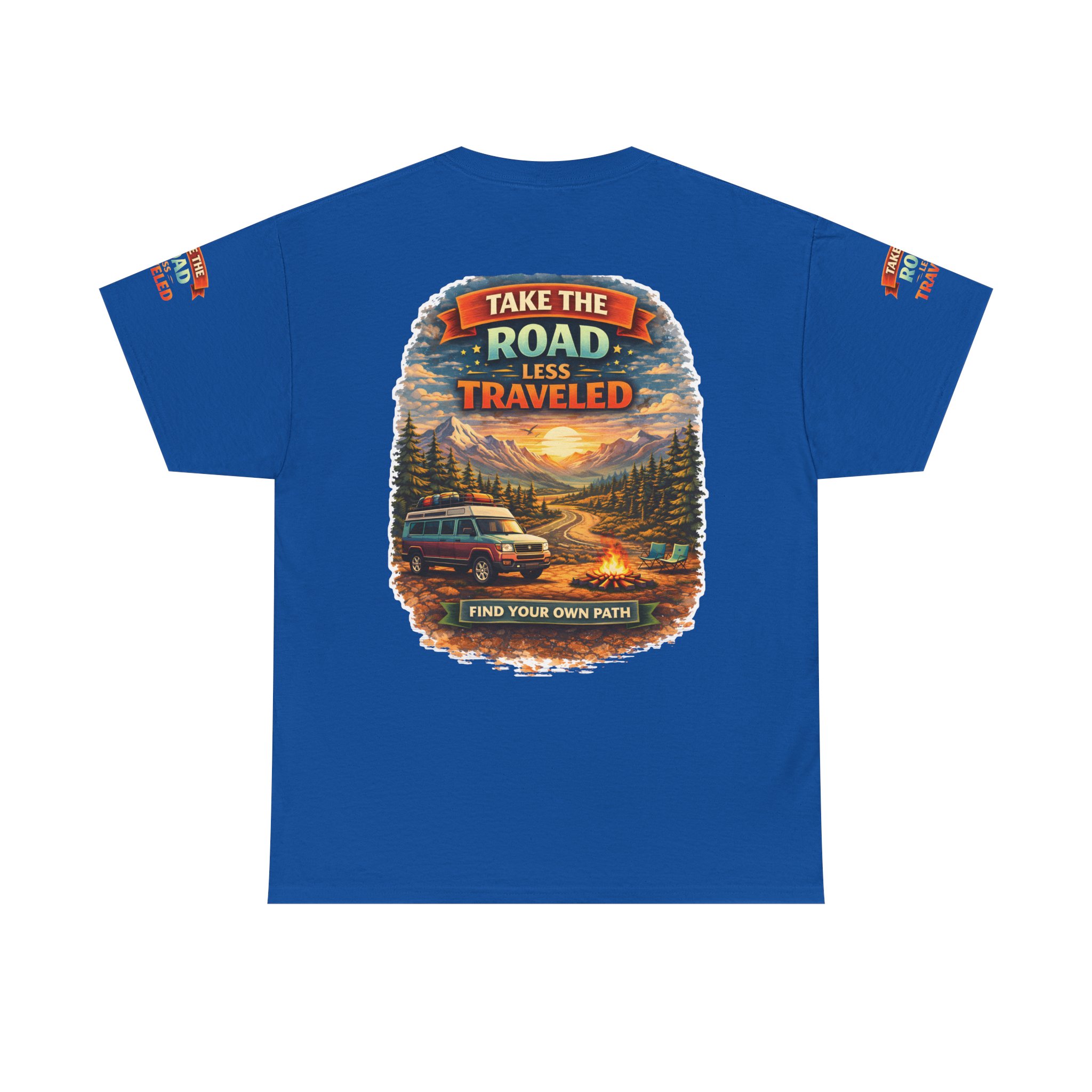 Unisex Heavy Cotton Tee — "Take The Road Less Traveled" Design Scenic-Line