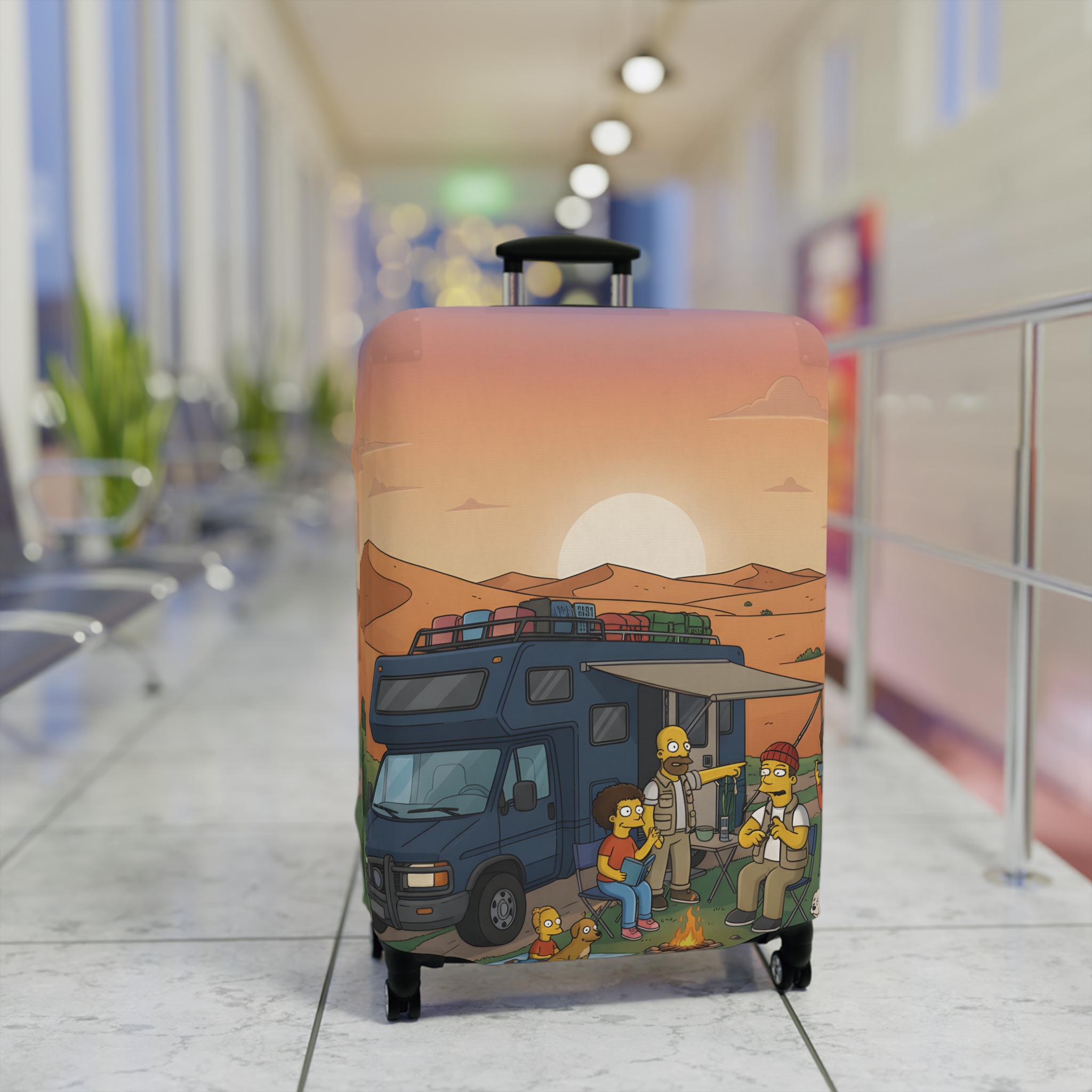 Luggage Cover — Adventure Camper Sketch Travel Suitcase(Design Sitcom-Line)