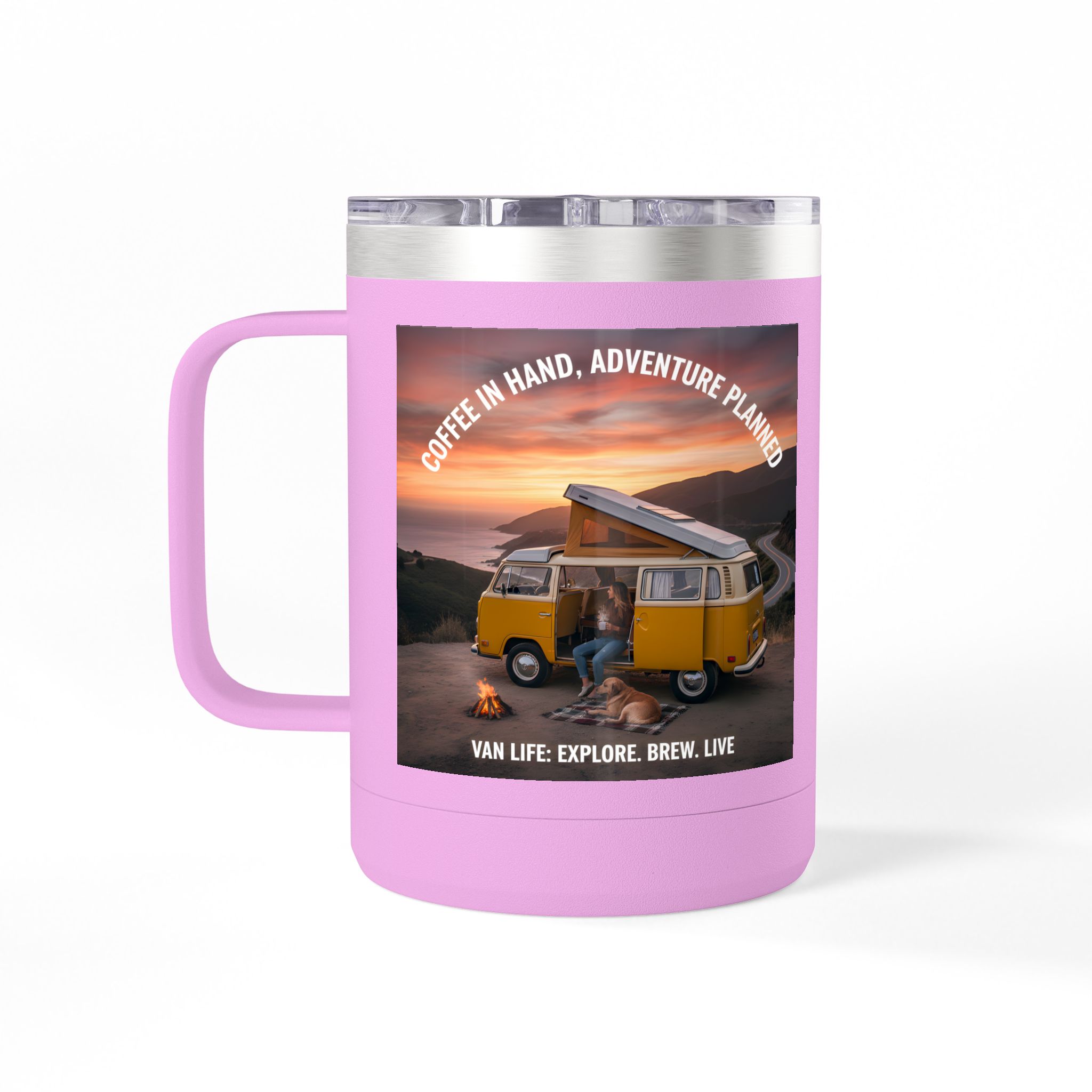 Coffee Mug Tumbler, 15oz — "Coffee in Hand, Adventure Planned"