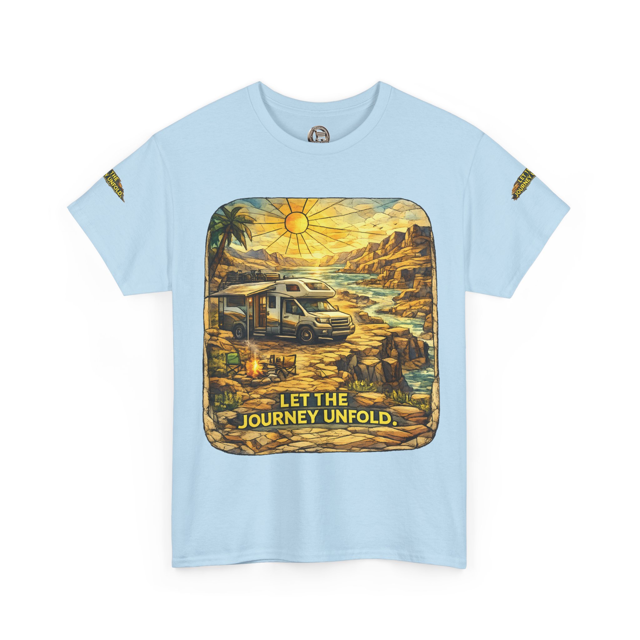 Unisex Heavy Cotton Tee — "Let The Journey Unfold" Design Cubic-Line