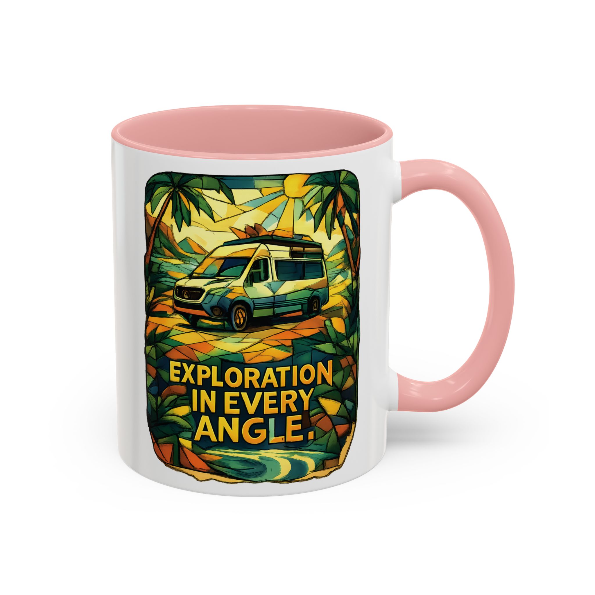 Accent Coffee Mug (11, 15oz) — "Exploration In Every Angle" Design Cubic-Line