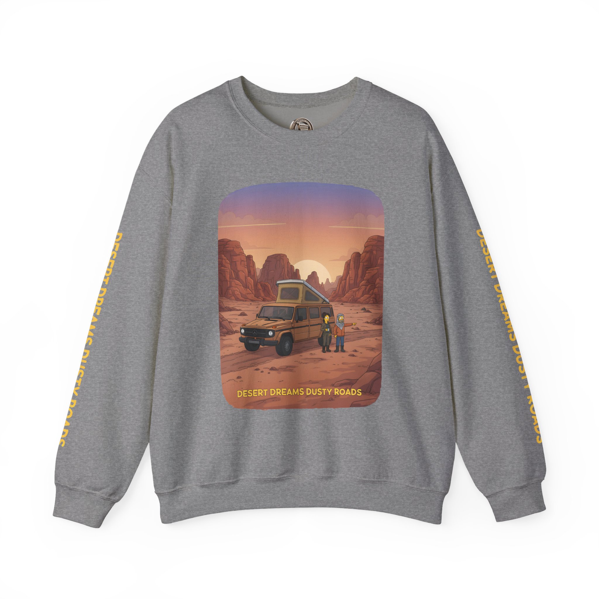 Unisex Heavy Blend™ Crewneck Sweatshirt — "Desert Dreams Dusty Roads" Design Sitcom-Line