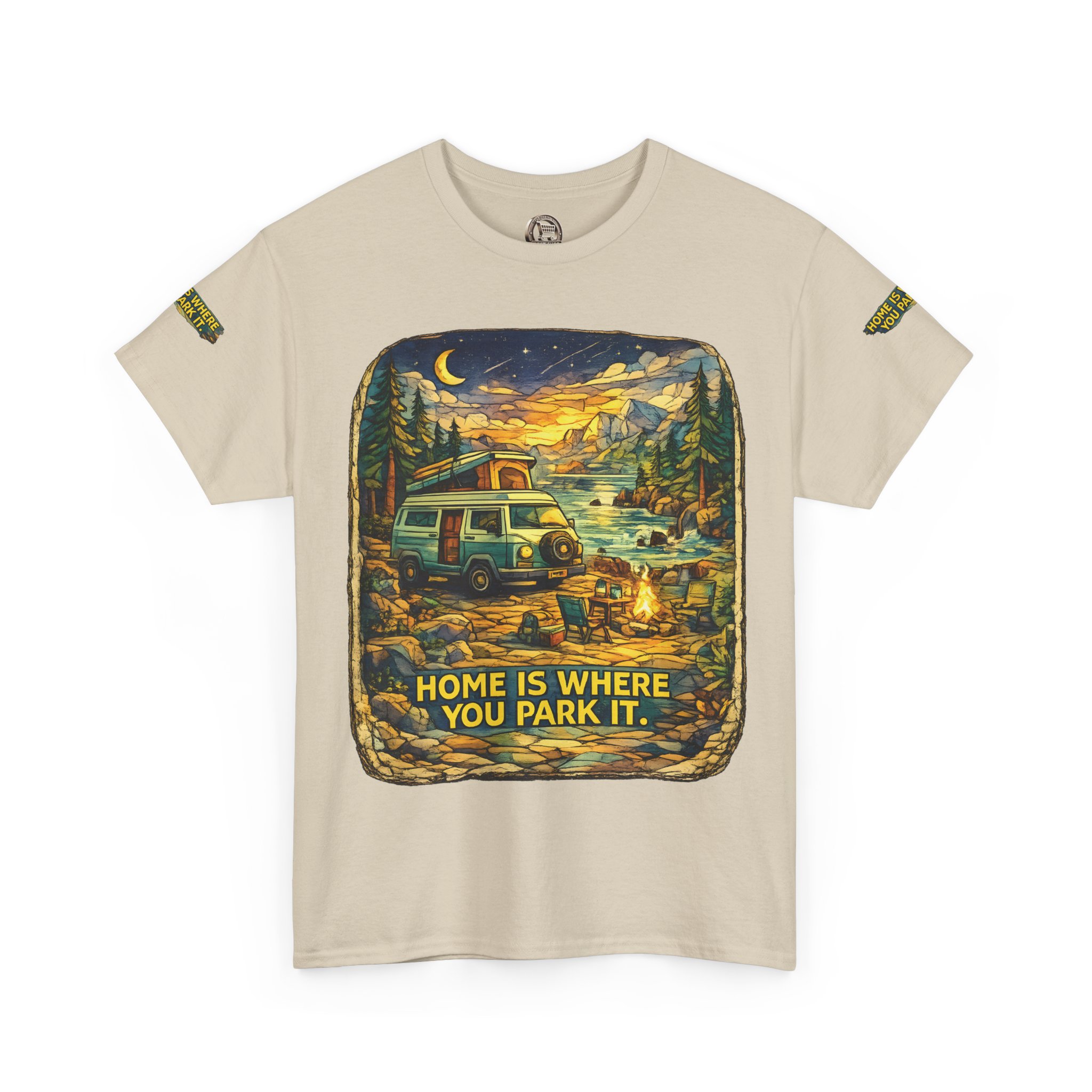 Unisex Heavy Cotton Tee — "Home Is Where You Park It" Design Cubic-Line