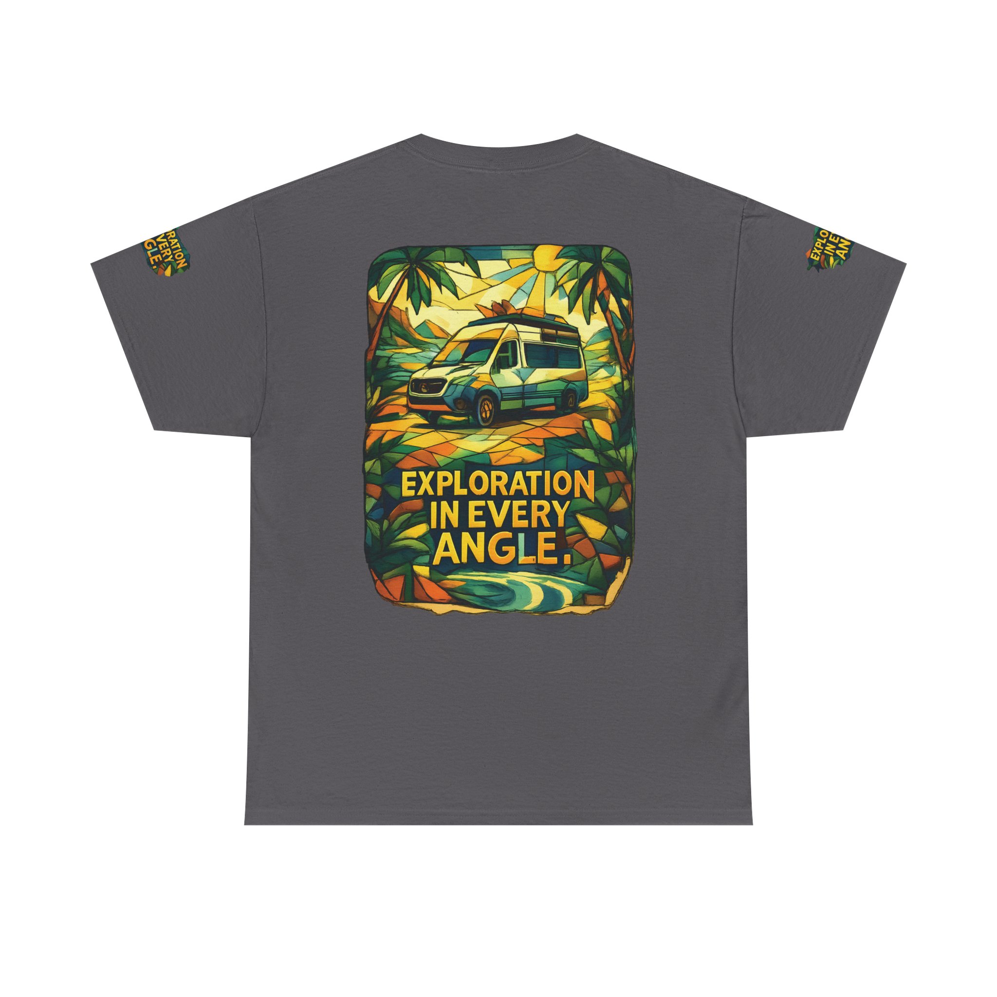 Unisex Heavy Cotton Tee — "Exploration In Every Angle" Design Cubic-Line