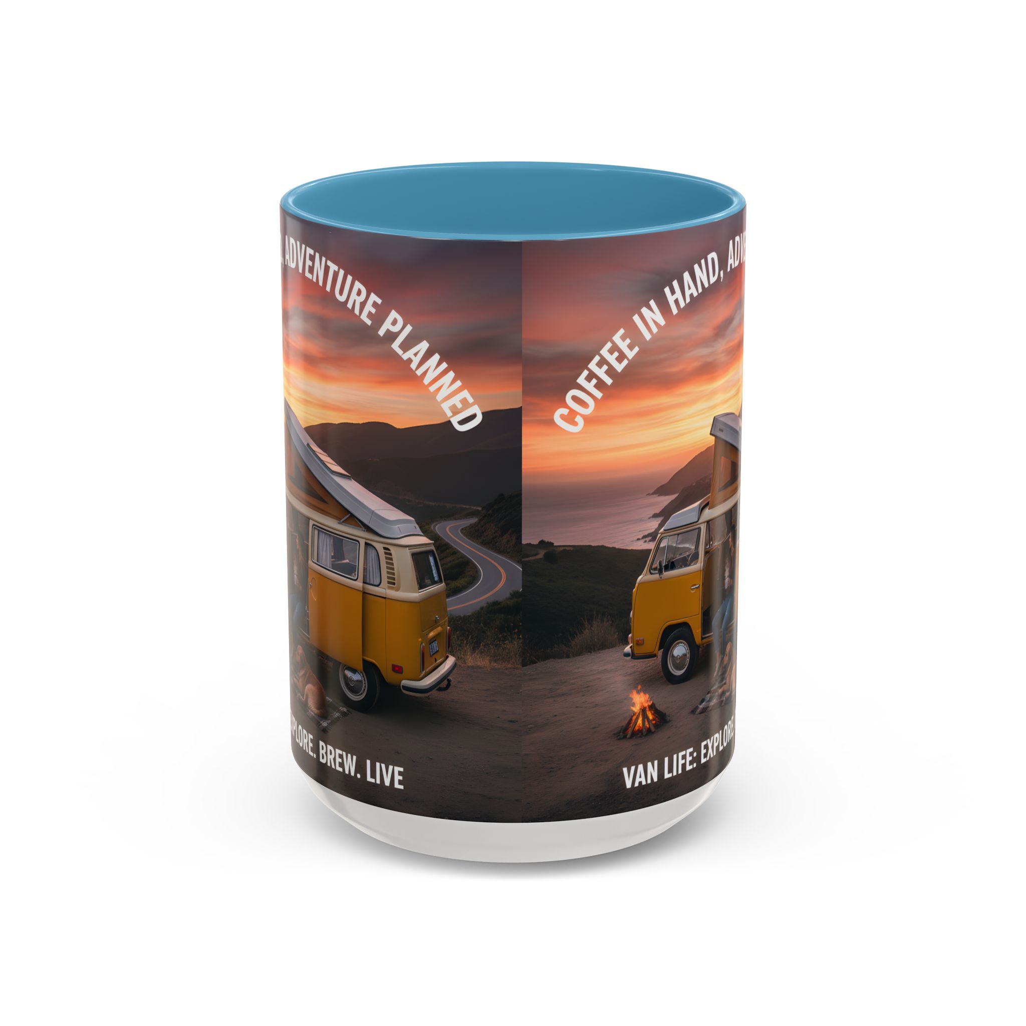 Accent Coffee Mug (11, 15oz) - "Coffee in Hand, Adventure Planned"