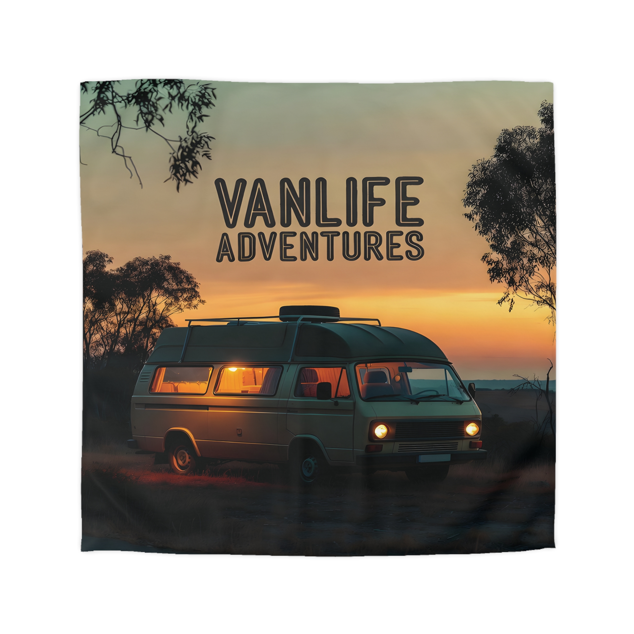 14388860234775565970_2048.jpeg Duvet Cover — 'Vanlife Adventures' Sunset Camper Bedding