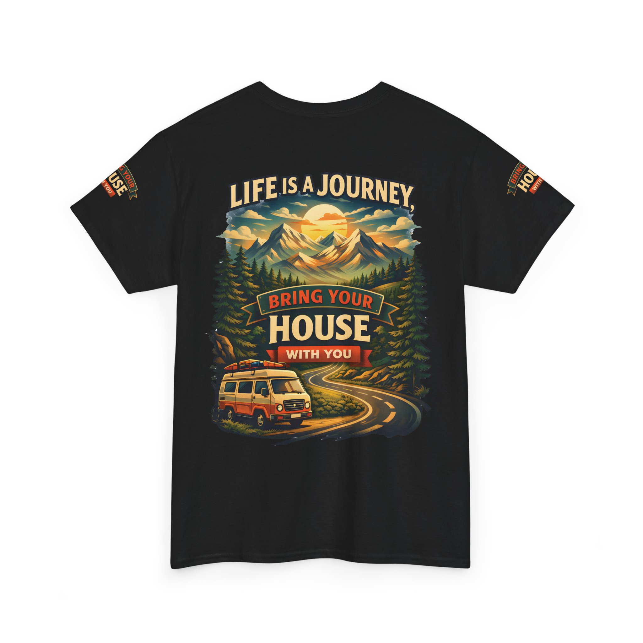 14404586886742805763_2048.jpeg Unisex Heavy Cotton Tee — "Live Is A Journey-Bring Your House With You" Design Scenic-Line