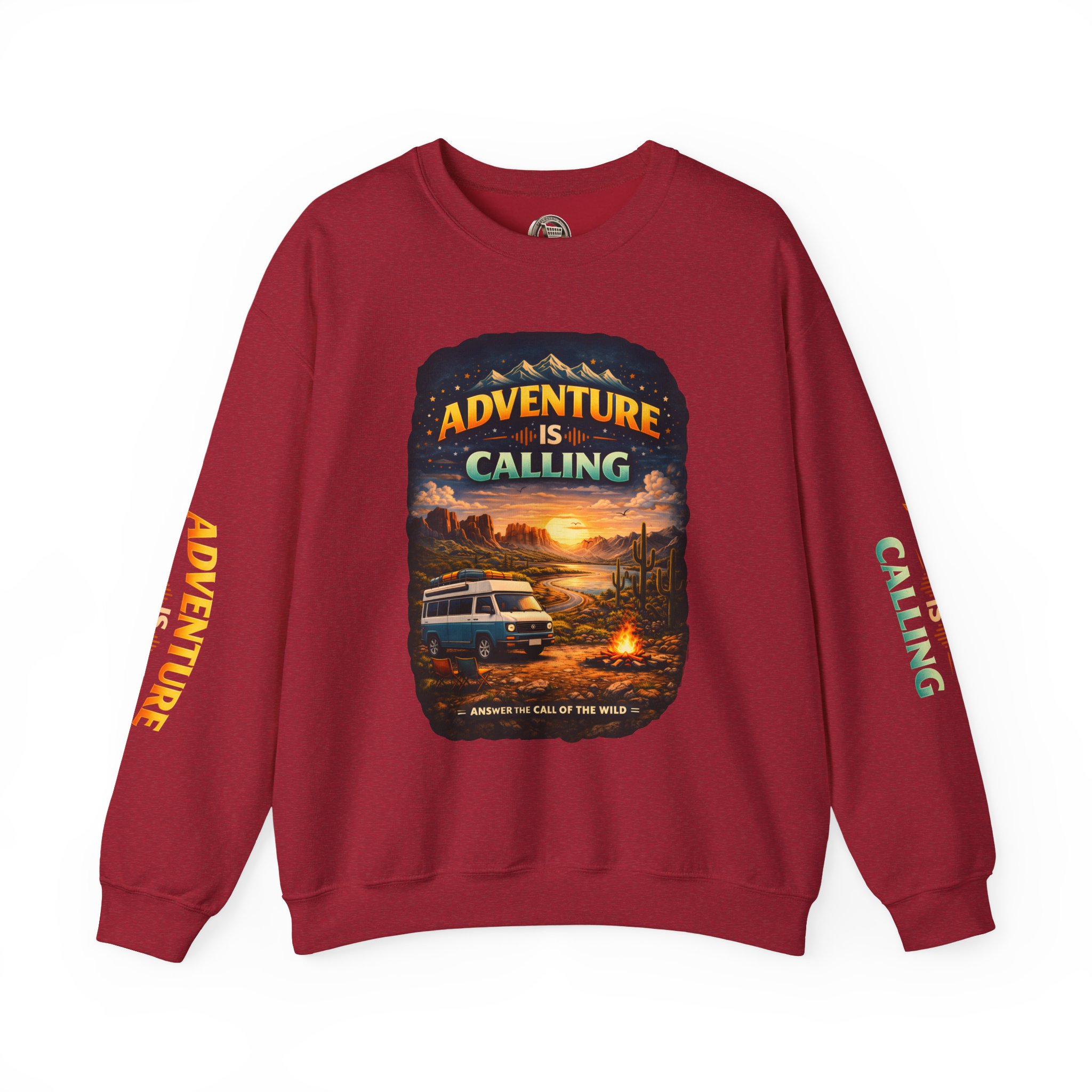 Unisex Heavy Blend™ Crewneck Sweatshirt — "Adventure Is Calling" Design Scenic-Line