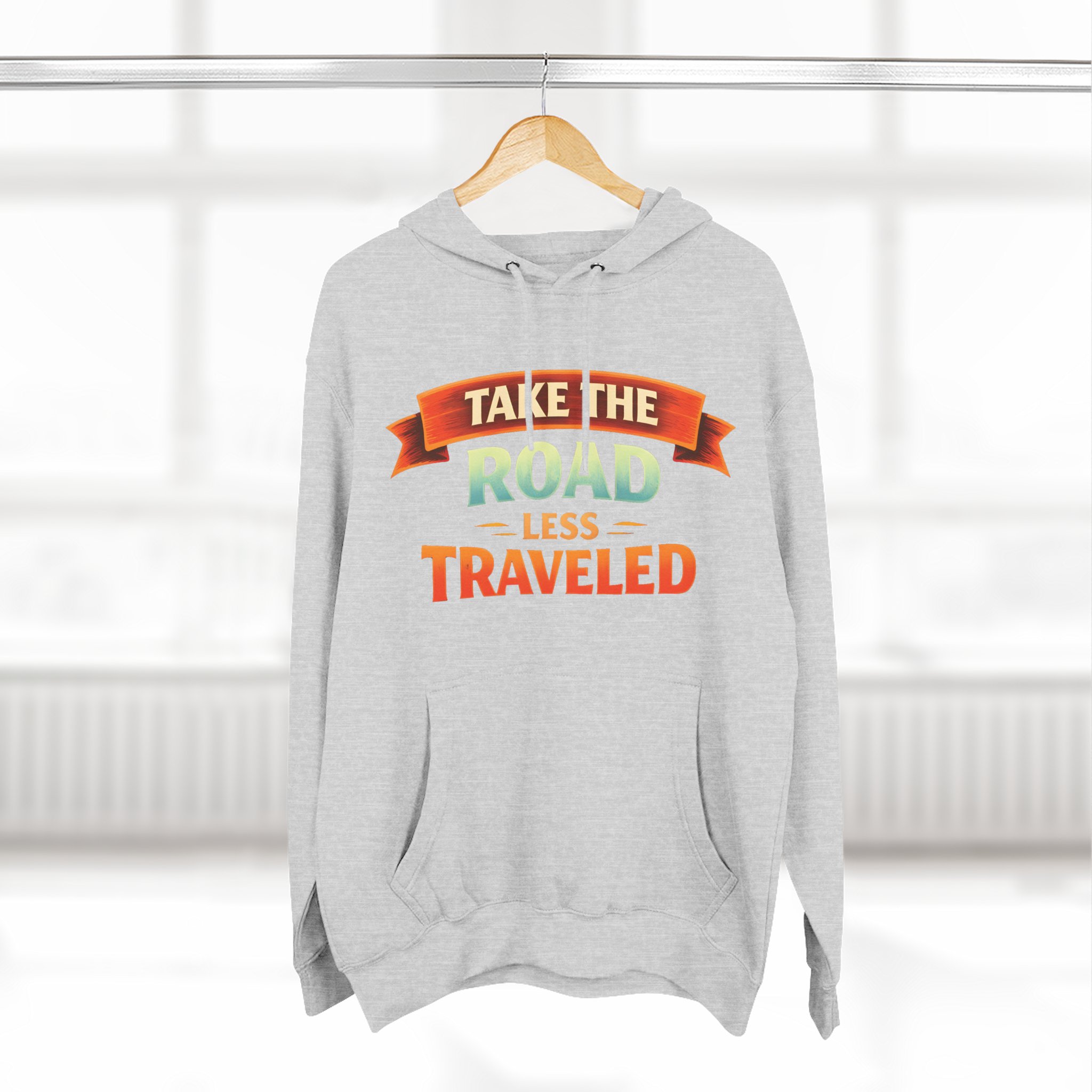Three-Panel Fleece Hoodie - "Take The Road Less Traveled" Design Scenic-Line