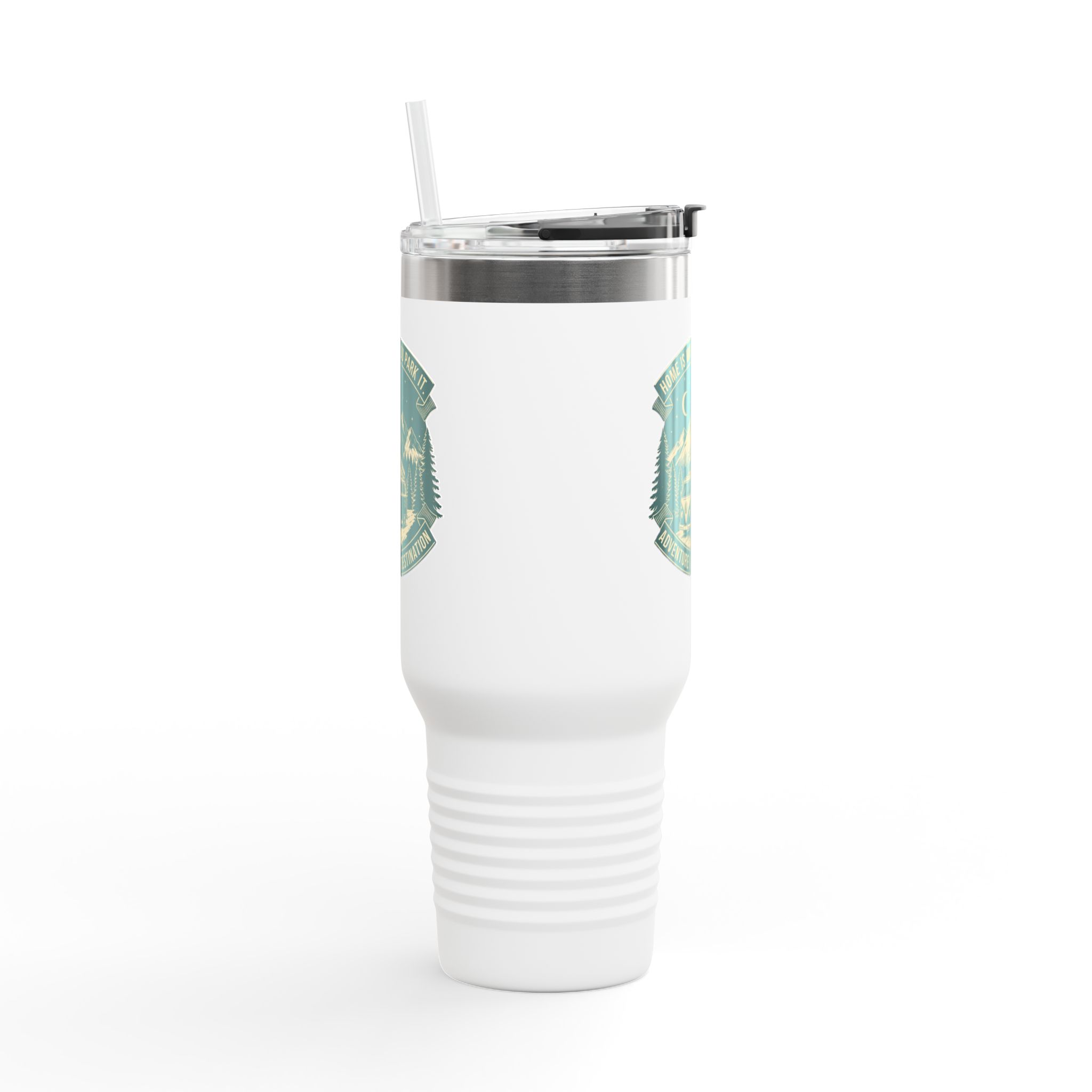 Insulated Travel Mug - "Home Is Where You Park It-Adventure is the destination" (40oz) – Retro Camper Design, Keep Drinks Hot or Cold