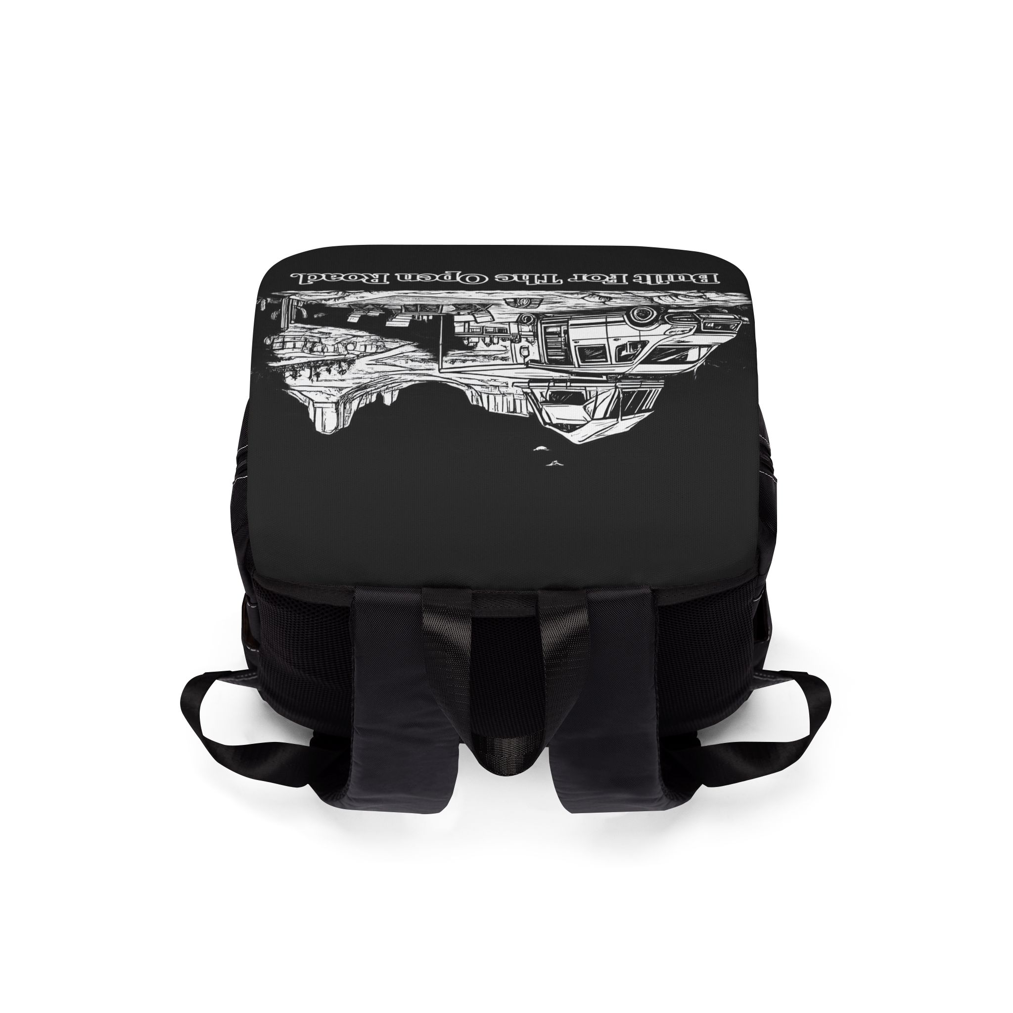 Unisex Casual Shoulder Backpack — "Built For The Open Road" Design Minimal-Line