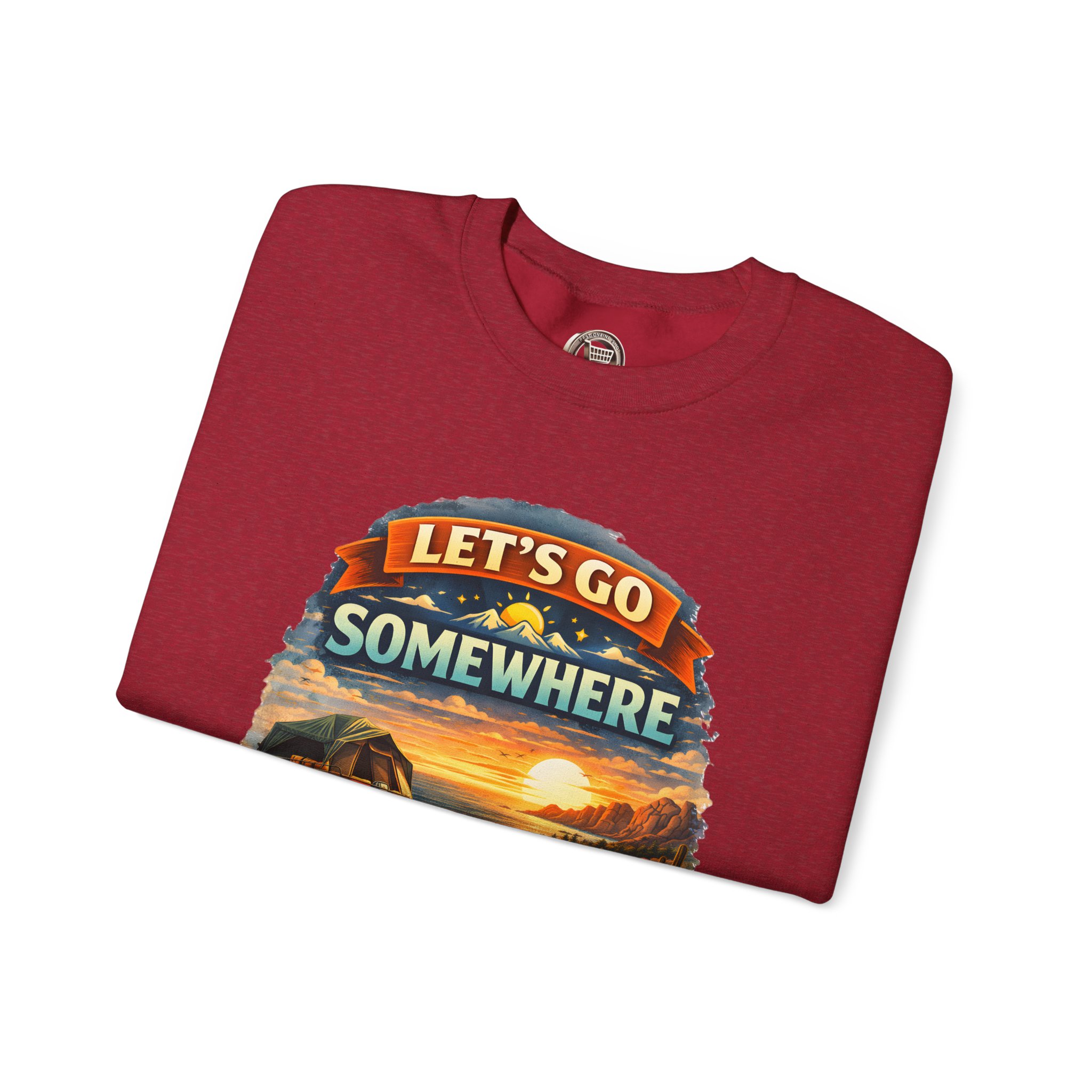 Unisex Heavy Blend™ Crewneck Sweatshirt — "Lets Go Somewhere" Design Scenic-Line