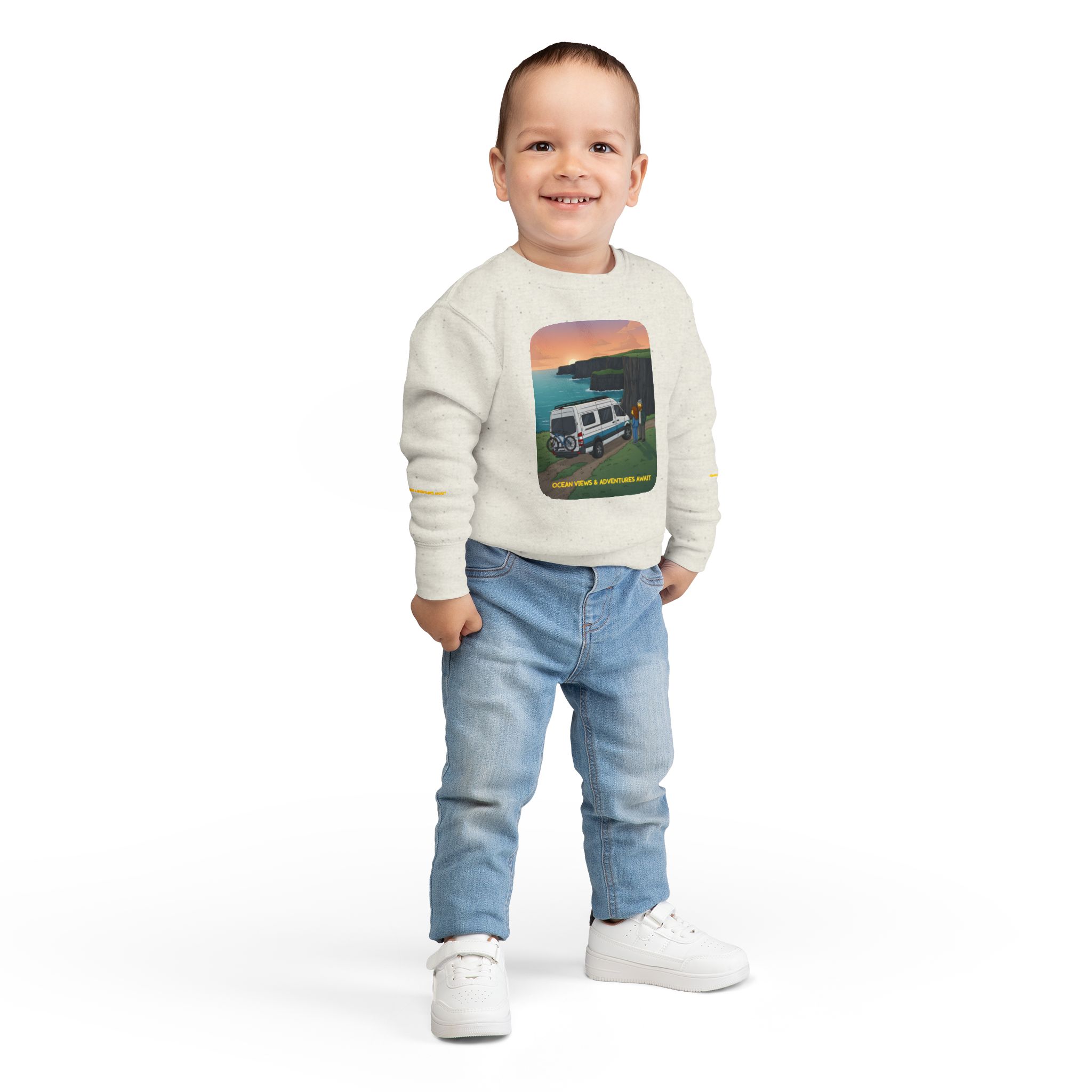 Toddler Sweatshirt - "Ocean Views-Adventures Awaits" (Design Sitcom-Line)
