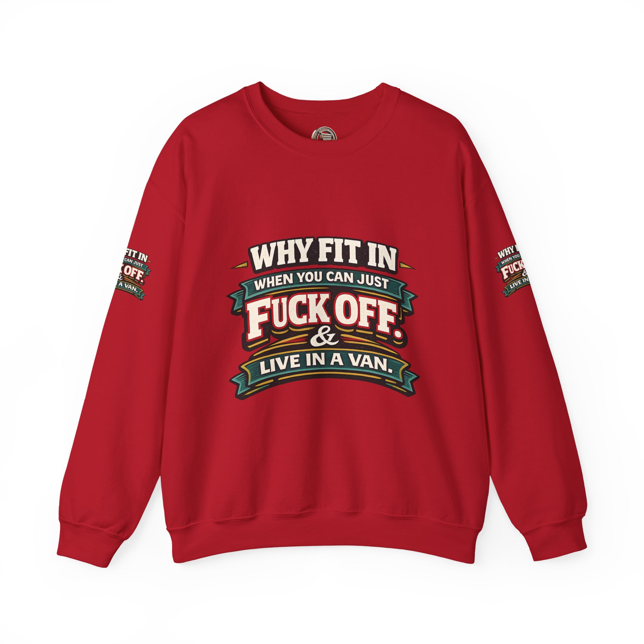 Unisex Heavy Blend™ Crewneck Sweatshirt — "Why Fit In" Design F**K-Line