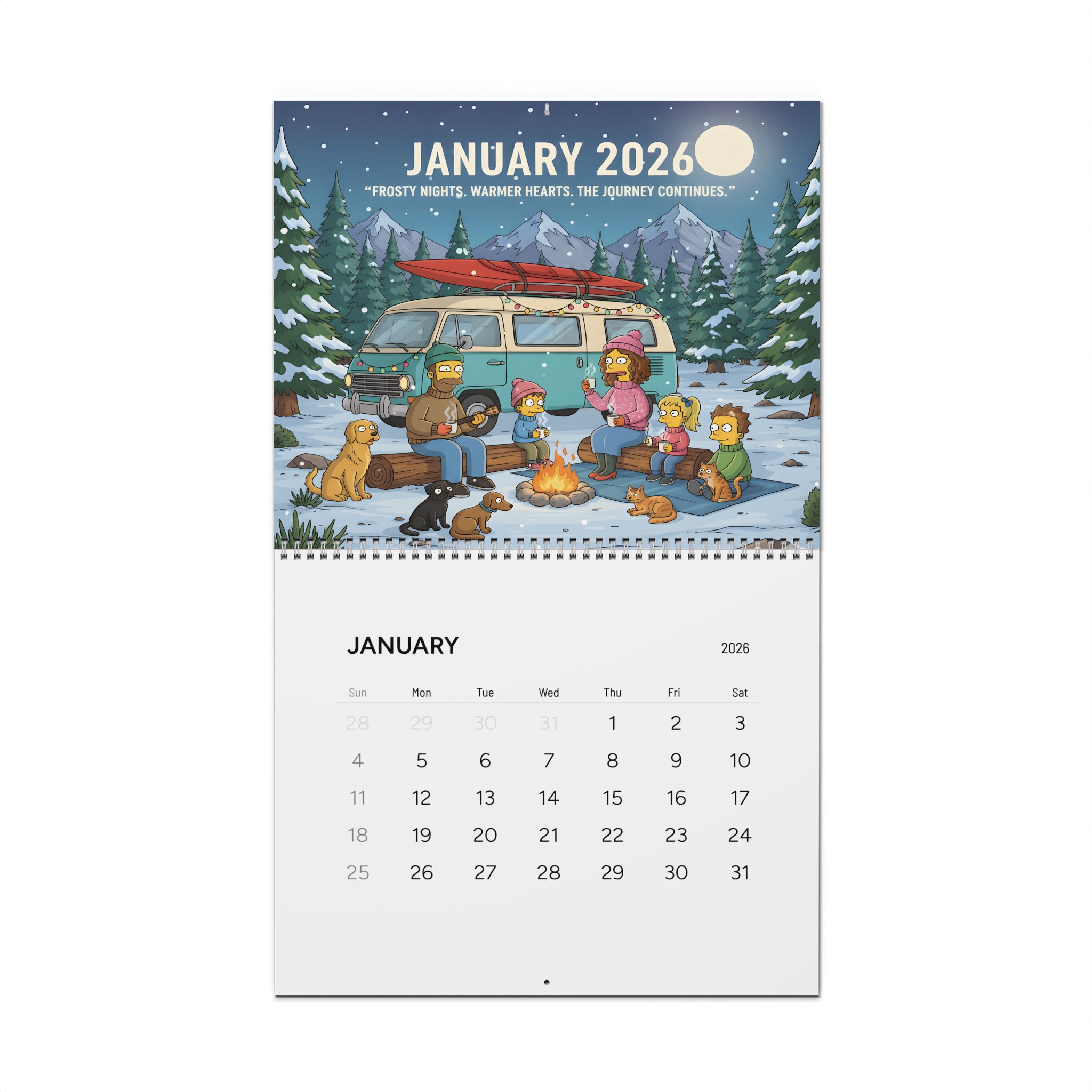 2026 Simpsonstyle Camper Wall Calendar – Adventure Camping Scenes, Monthly Planner