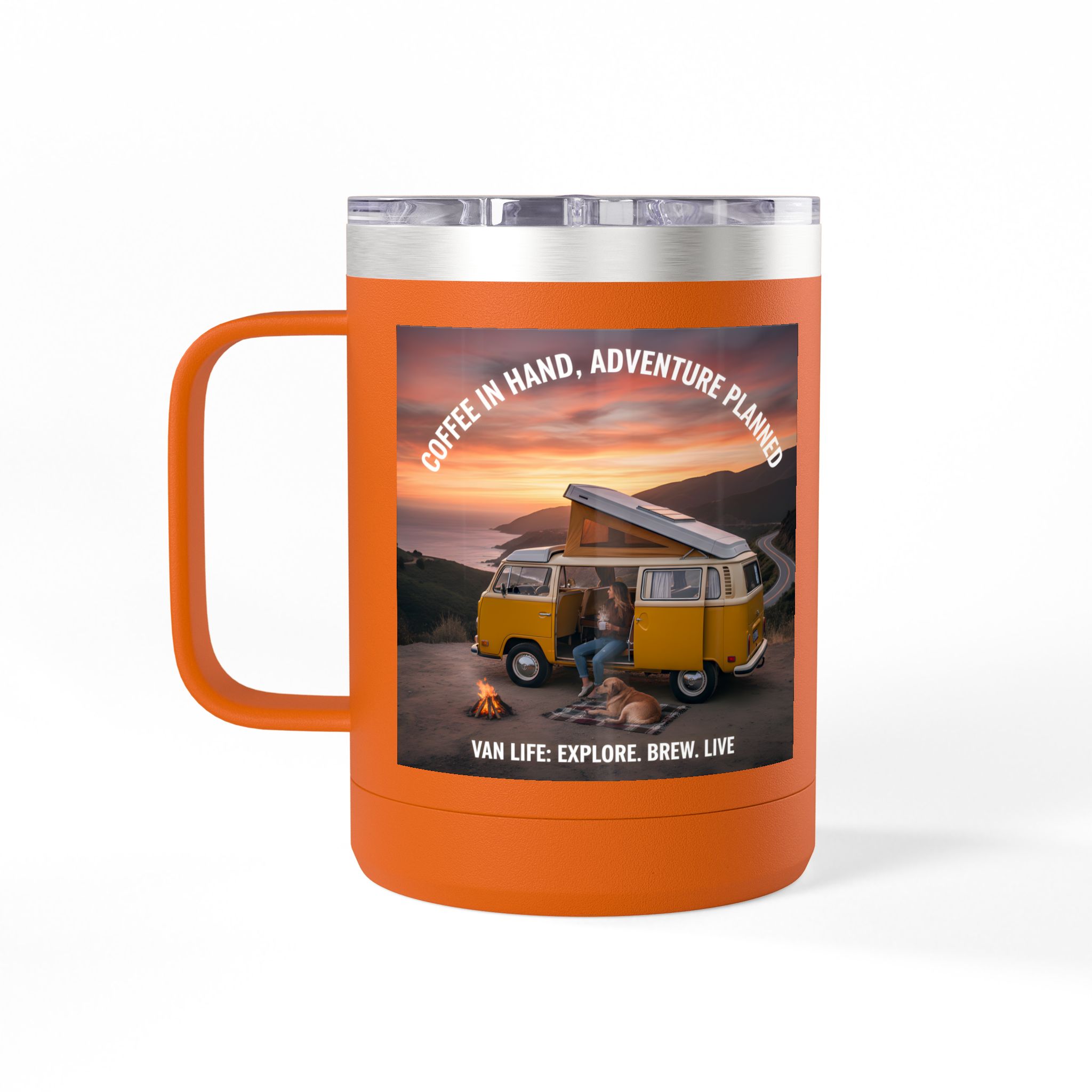 Coffee Mug Tumbler, 15oz — "Coffee in Hand, Adventure Planned"