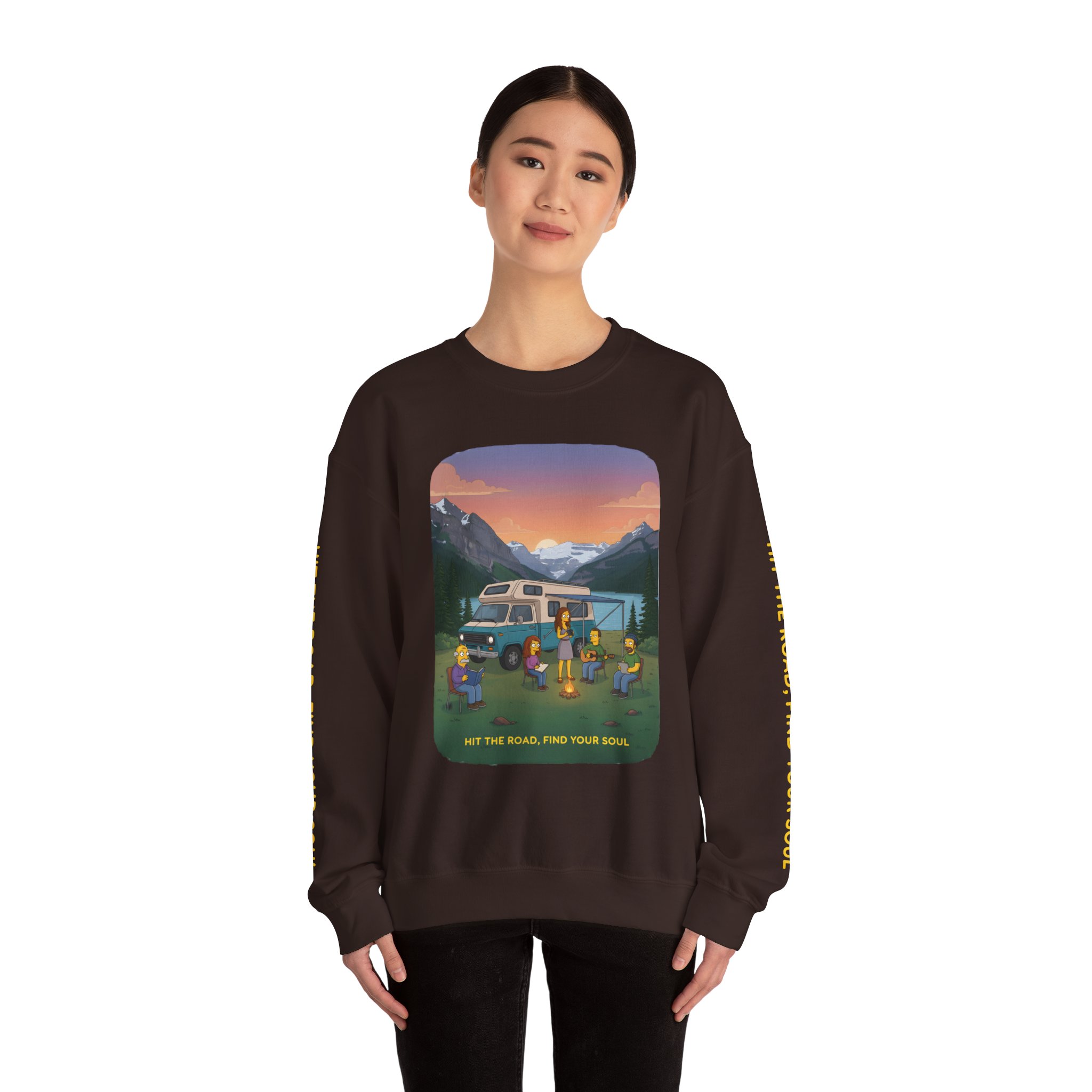 Unisex Heavy Blend™ Crewneck Sweatshirt — "Hit The Road-Find Your Soul" Design Sitcom-Line