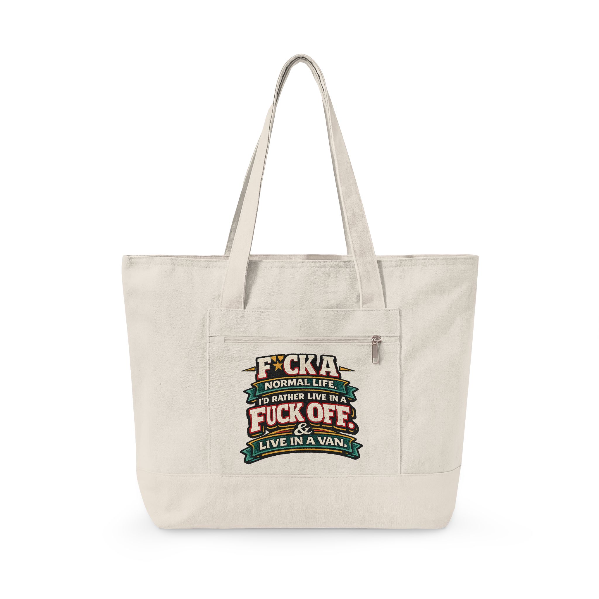 14437411002281090524_2048.jpeg Zippered Canvas Tote — "F**k A Normal Life" (Design F**K-Line)