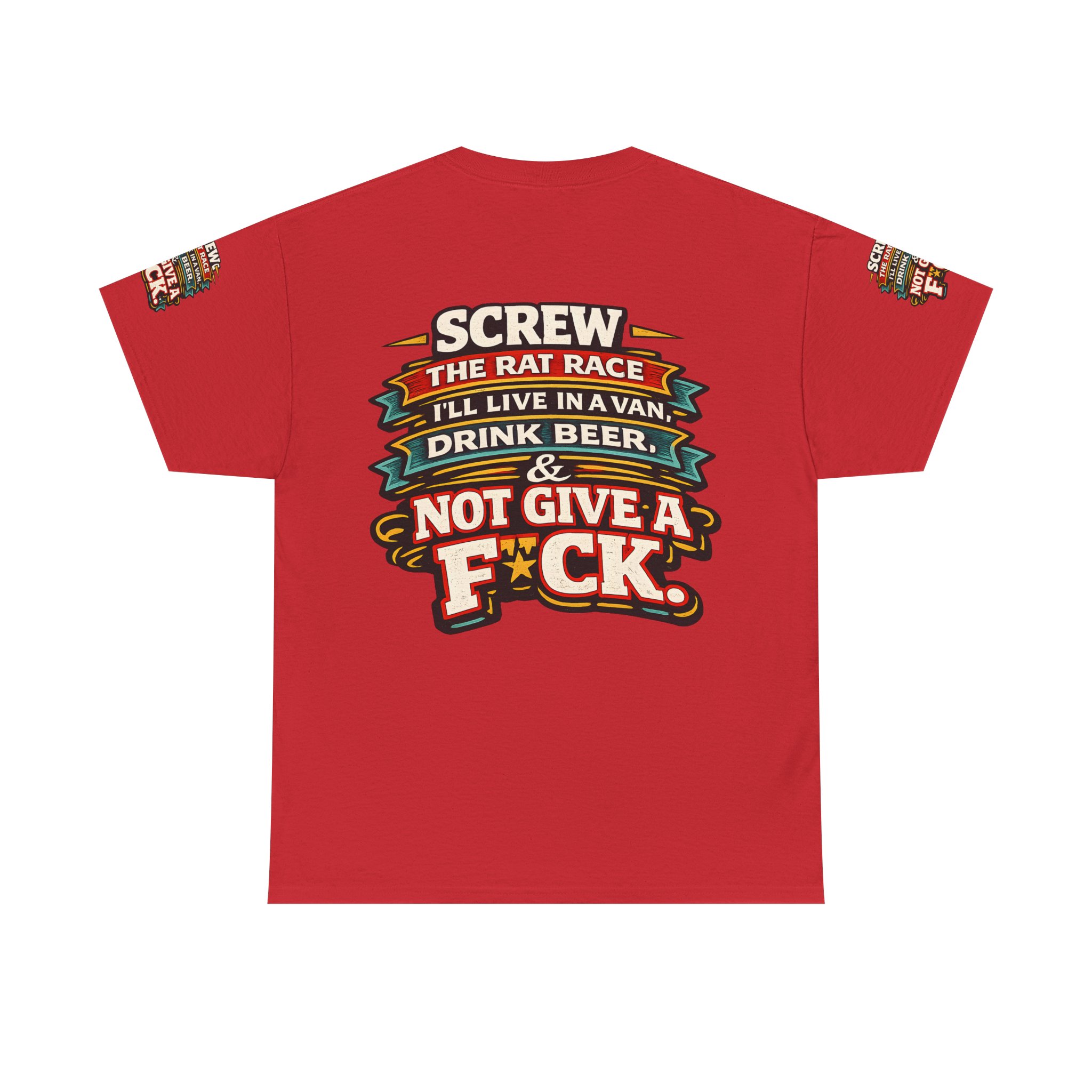 Unisex Heavy Cotton Tee — "Screw The Rat Race" Design F**K-Line