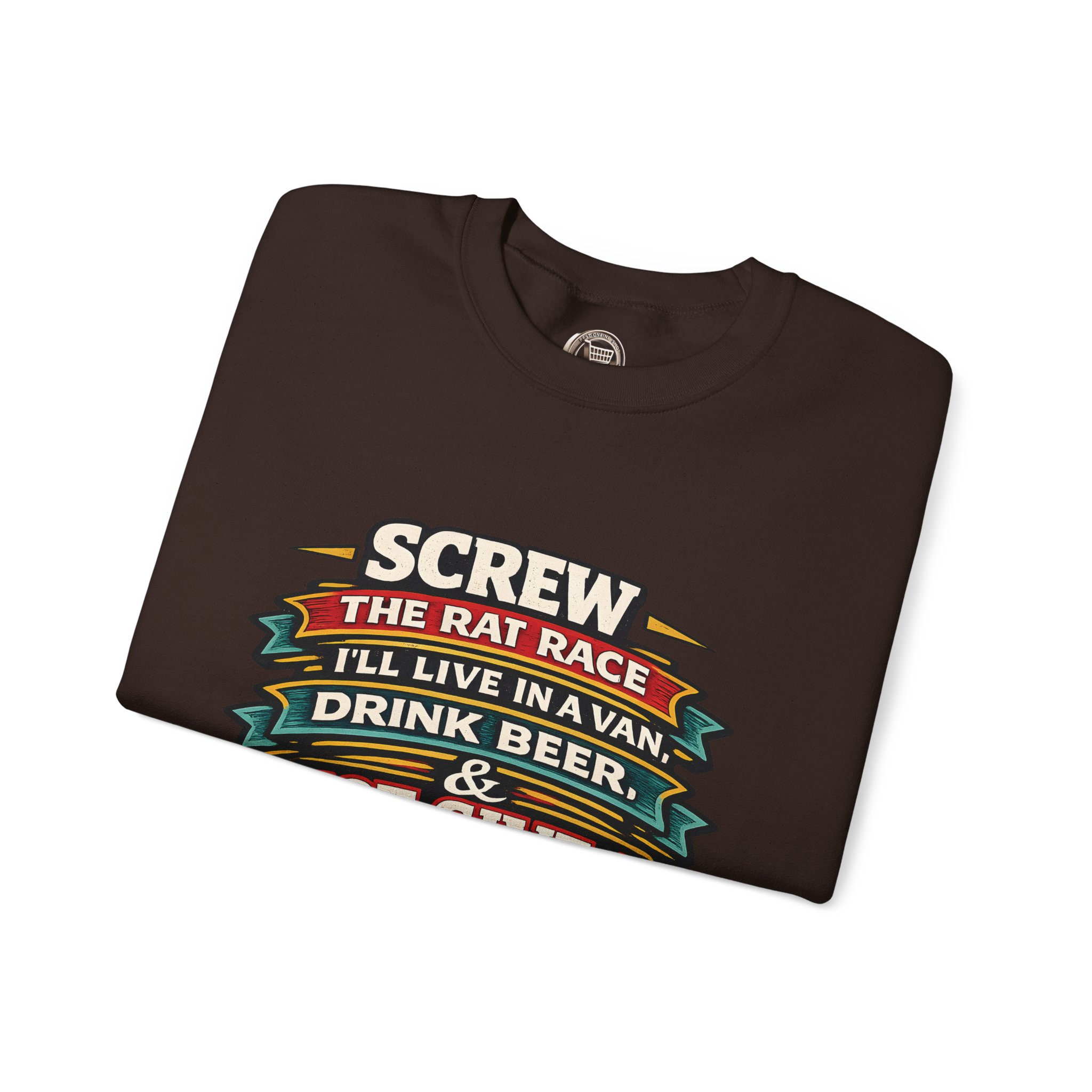 Unisex Heavy Blend™ Crewneck Sweatshirt — "Screw The Rat Race" Design F**K-Line