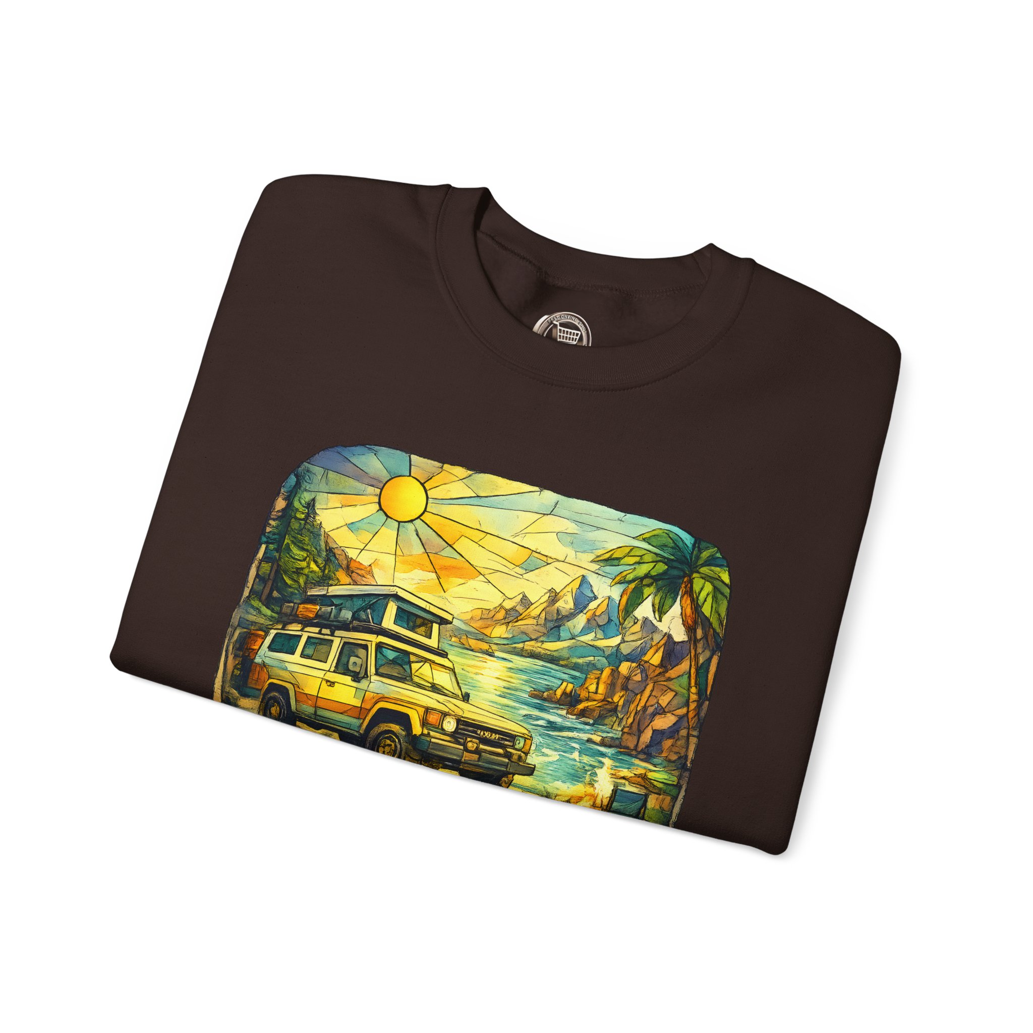 Unisex Heavy Blend™ Crewneck Sweatshirt — "Make Memories Around Every Corner" Design Cubic-Line