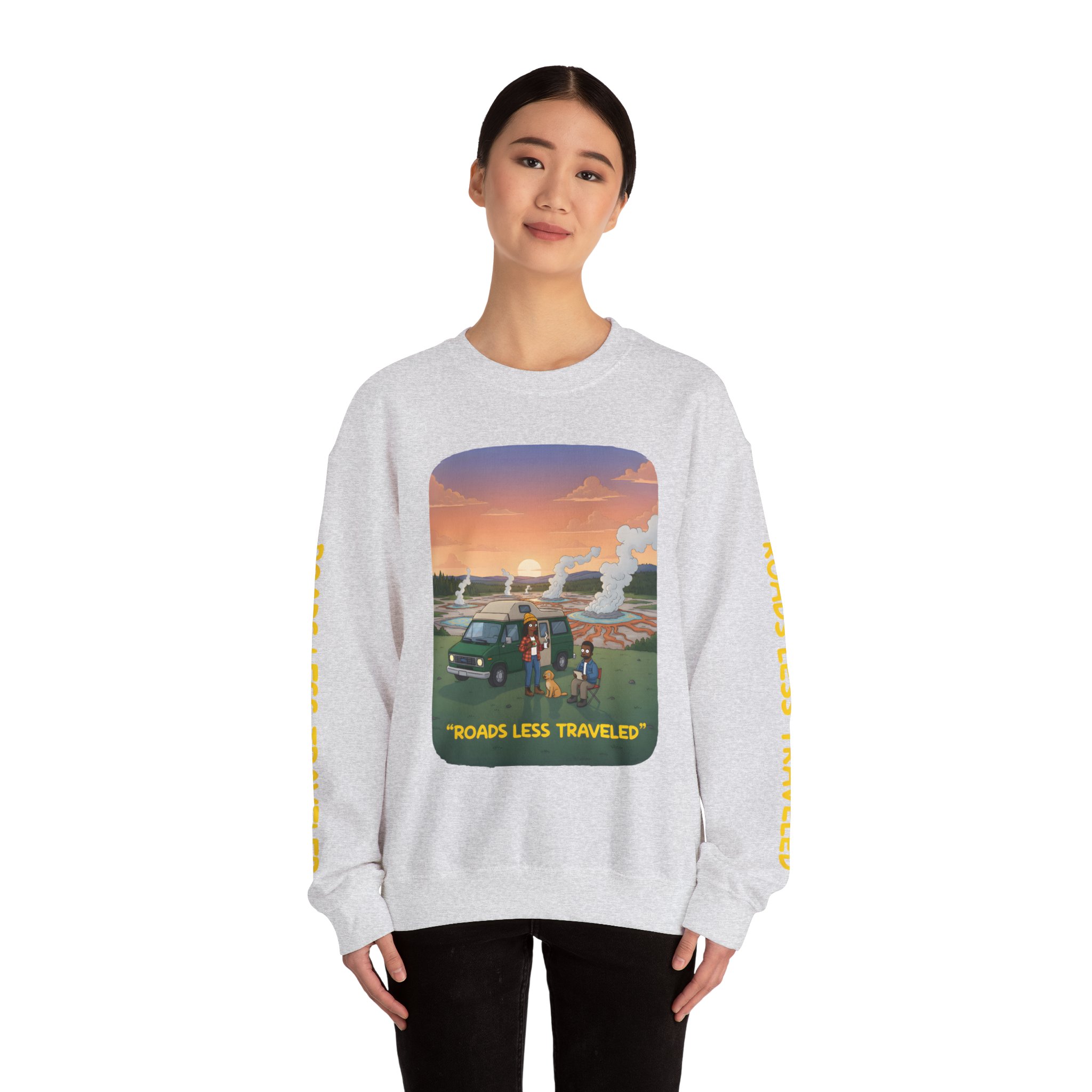 Unisex Heavy Blend™ Crewneck Sweatshirt — "Roads Less Traveled" Design Sitcom-Line
