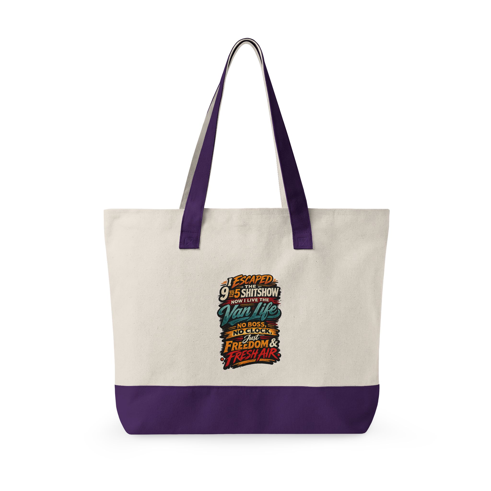 14457739995434979538_2048.jpeg Zippered Canvas Tote — "I Escaped The 9 To 5" (Design F**K-Line)