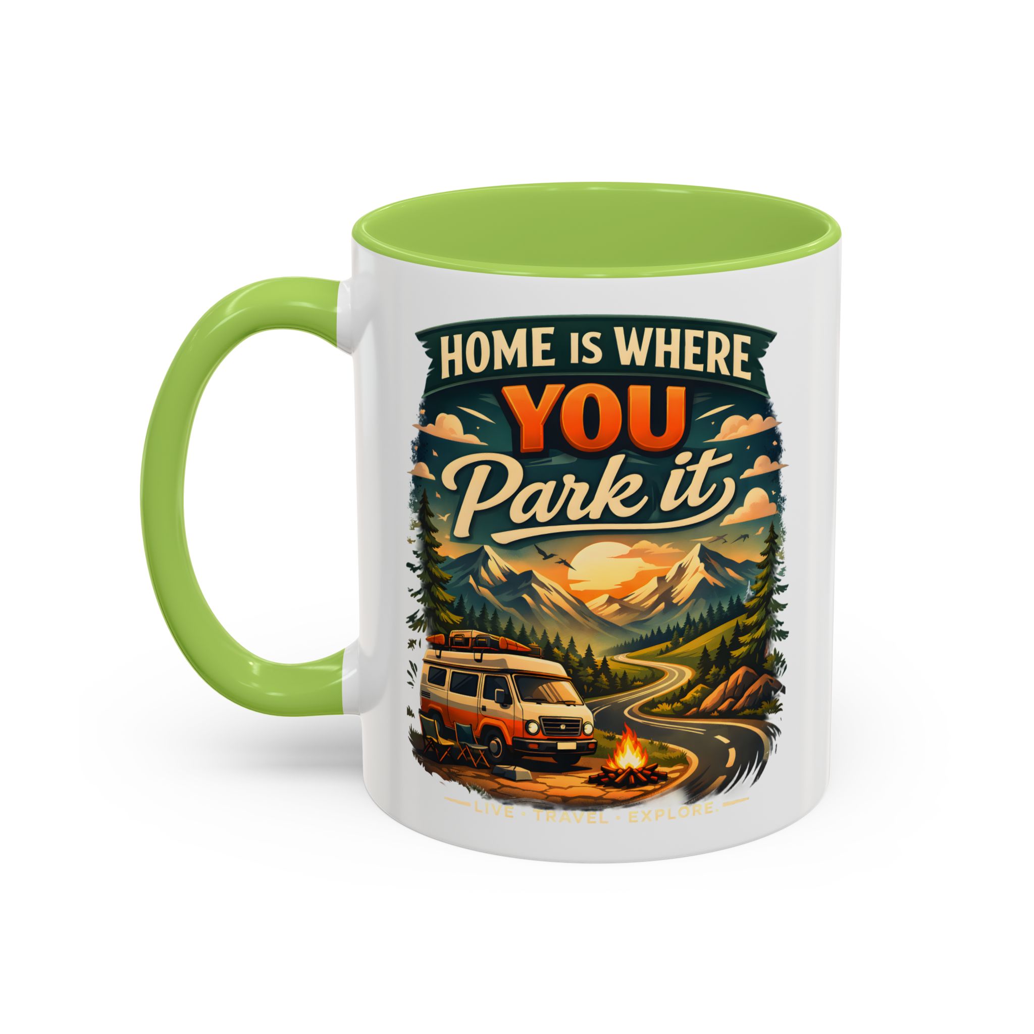 1446115912620470903_2048.jpeg Accent Coffee Mug (11, 15oz) — "Home Is Where You Park It" Design Scenic-Line