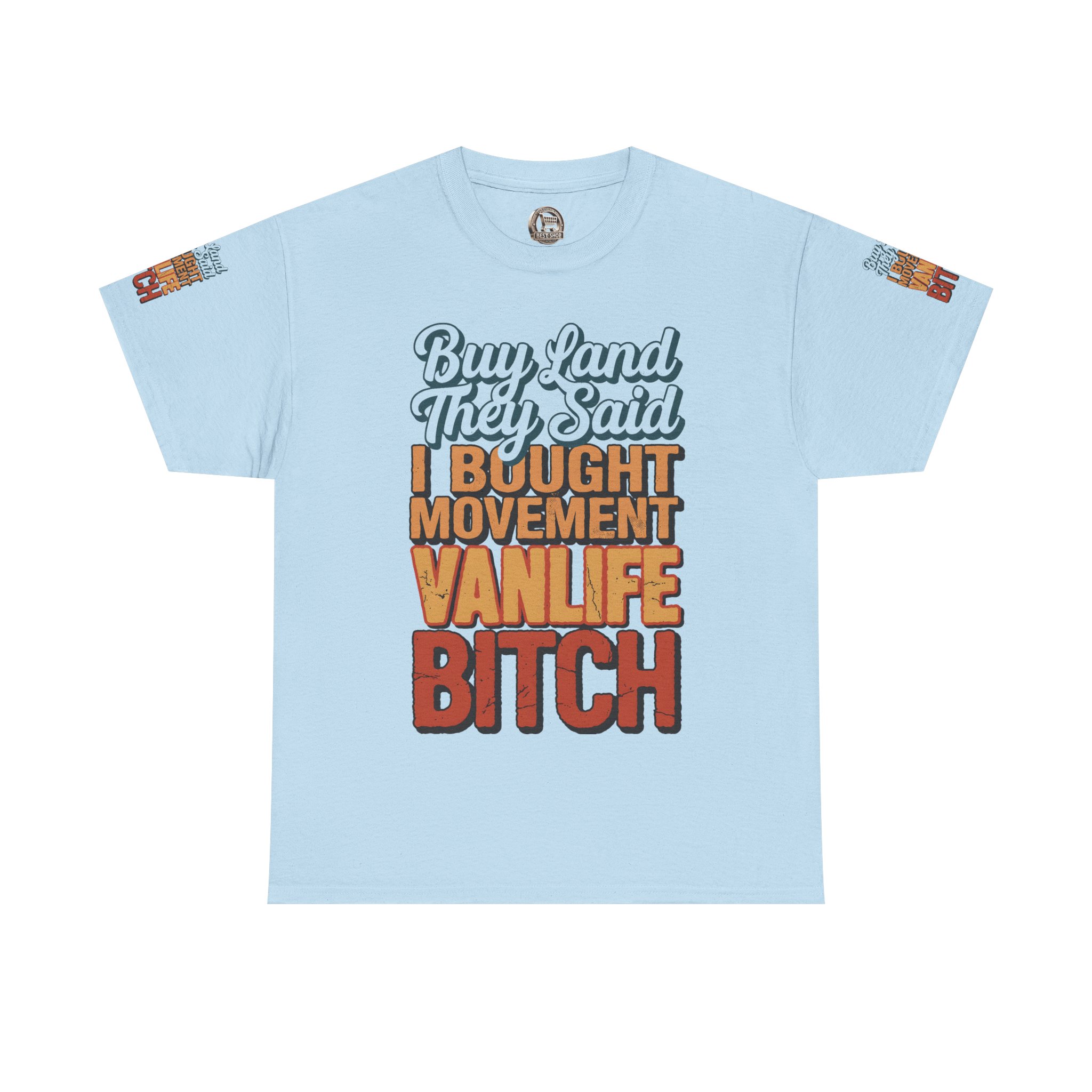 Unisex Heavy Cotton Tee — "Buy Land They Said" Design F**K-Line