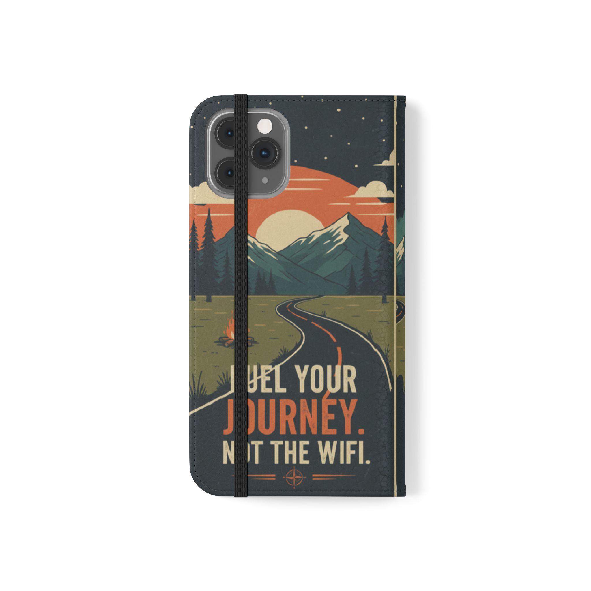Flip Phone Case — "Fuel Your Journey, Not the Wifi" Wallet Cover