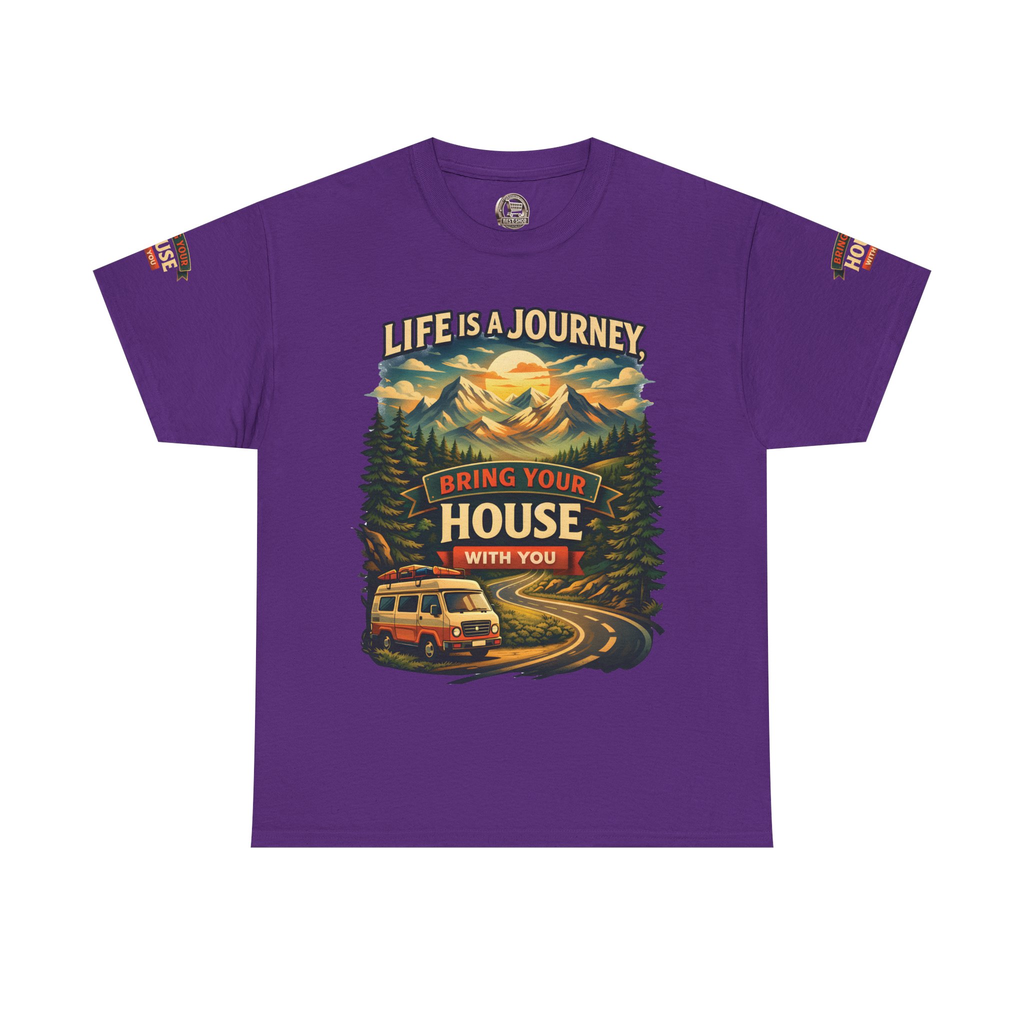 14466556296831127031_2048.jpeg Unisex Heavy Cotton Tee — "Live Is A Journey-Bring Your House With You" Design Scenic-Line