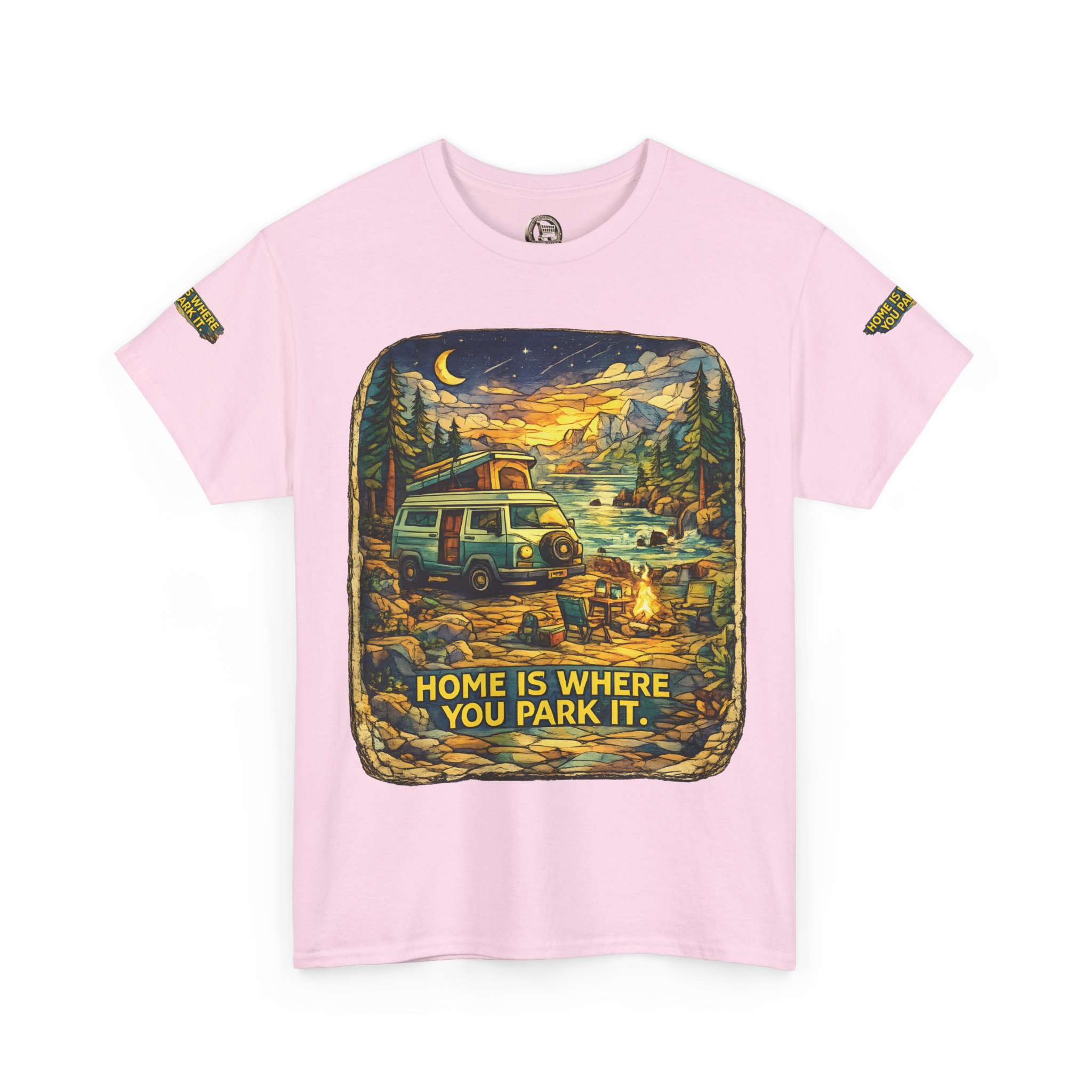 Unisex Heavy Cotton Tee — "Home Is Where You Park It" Design Cubic-Line